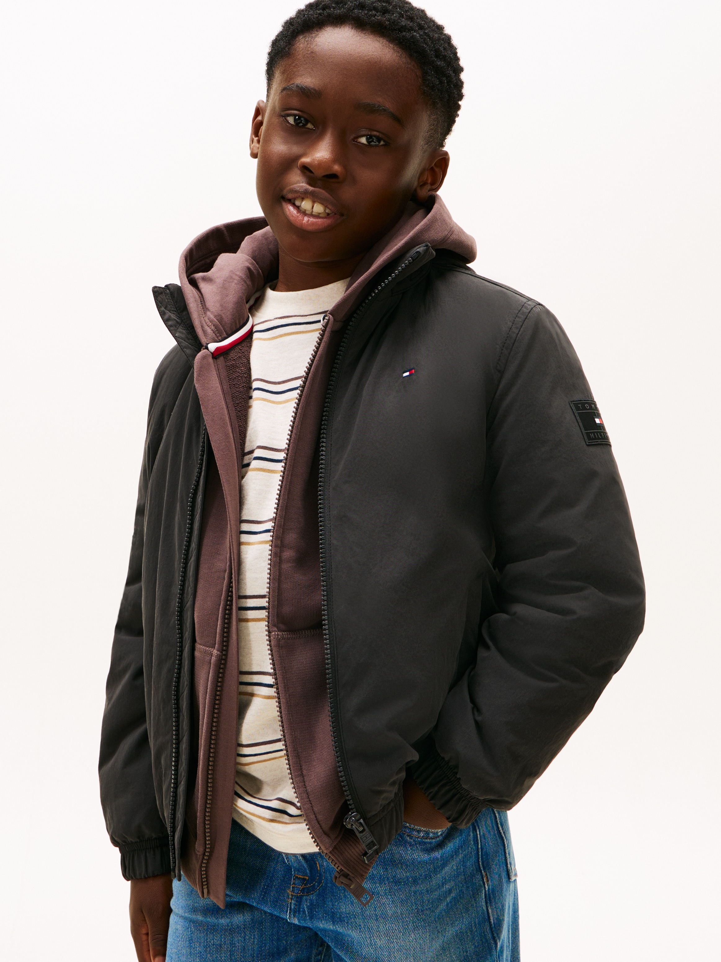 Tommy Hilfiger Outdoorjacke mit Kapuze Regular fit, für Kinder bis 16 Jahre