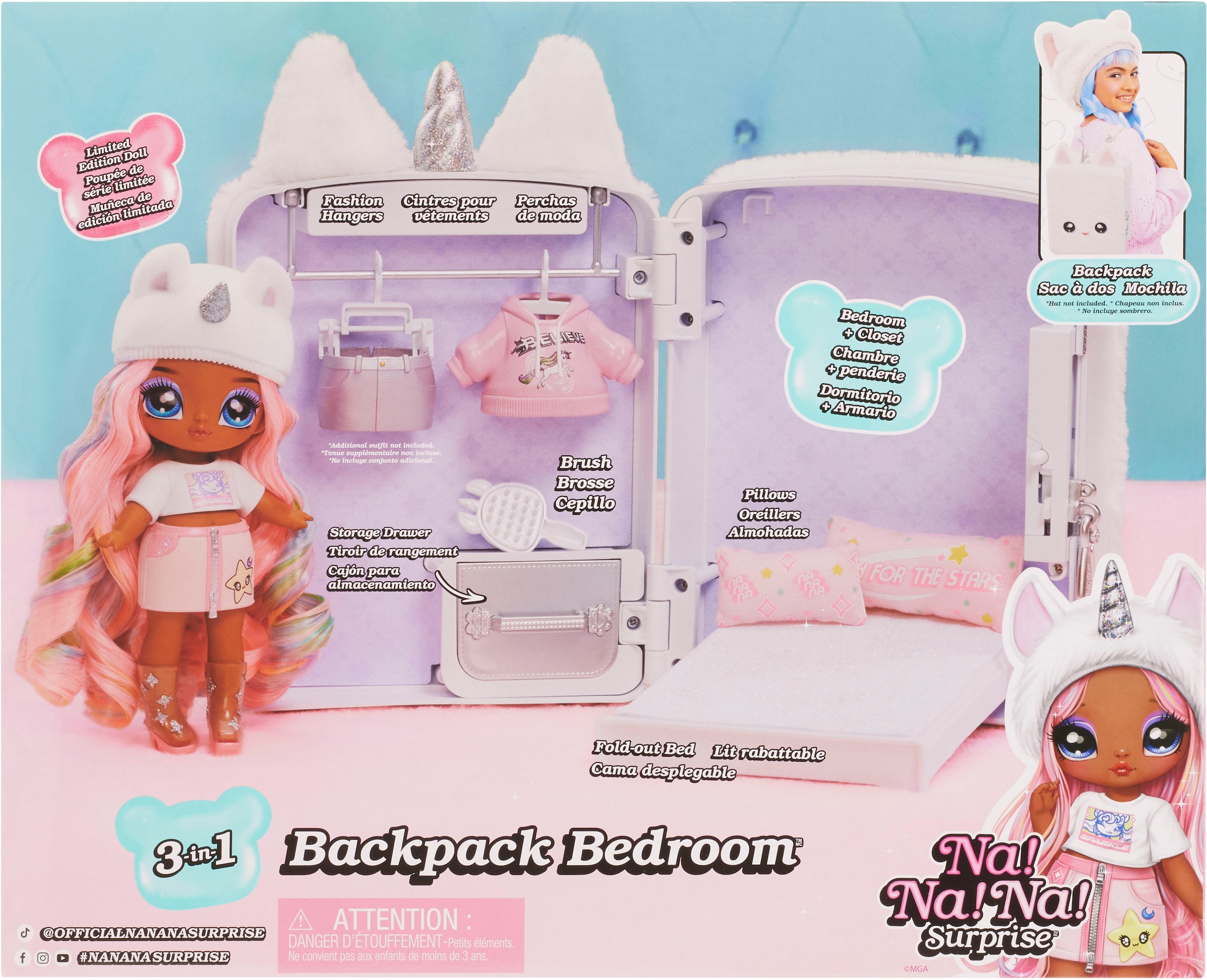 MGA ENTERTAINMENT Puppenmöbel »3in1 Backpack Bedroom Unicorn - Whitney Sparkles«, Na! Na! Na! Surprise