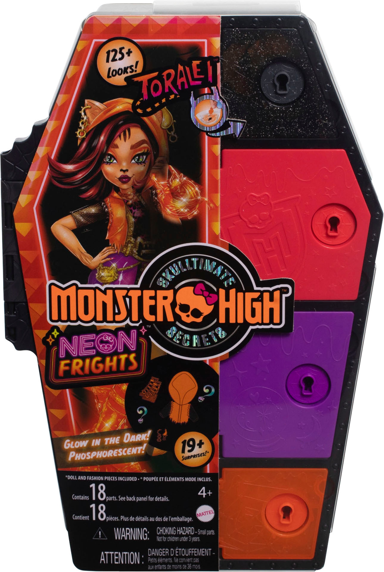 Mattel® Anziehpuppe »Monster High, Skulltimate Secrets: Neon Frights Toralei Stripe«