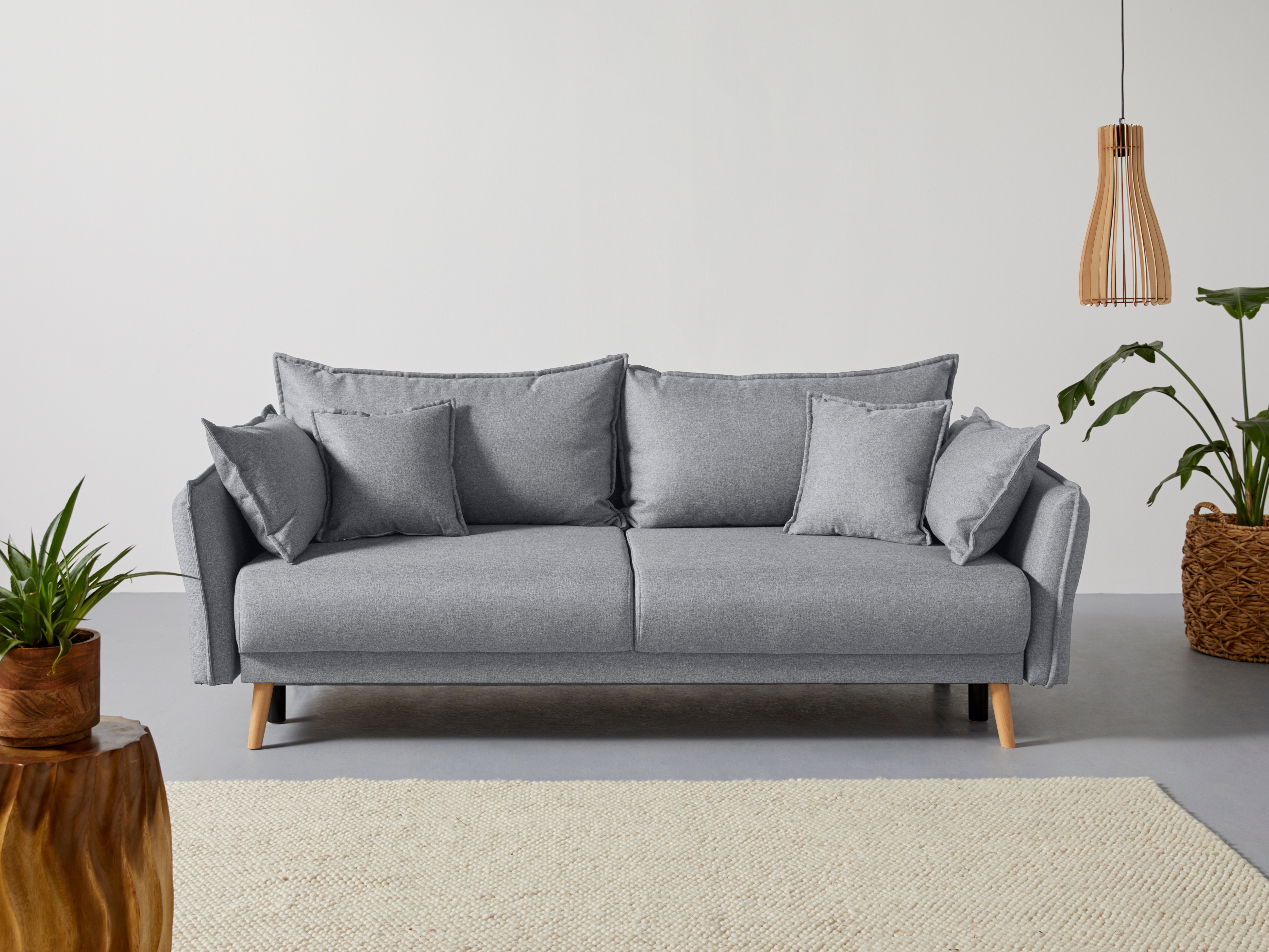 Home affaire "Granbo, B: 228 cm, Liegel. 145x192 cm" Schlaffunktion, Bettkasten, Taschen & 4 Zierkissen, Federkern