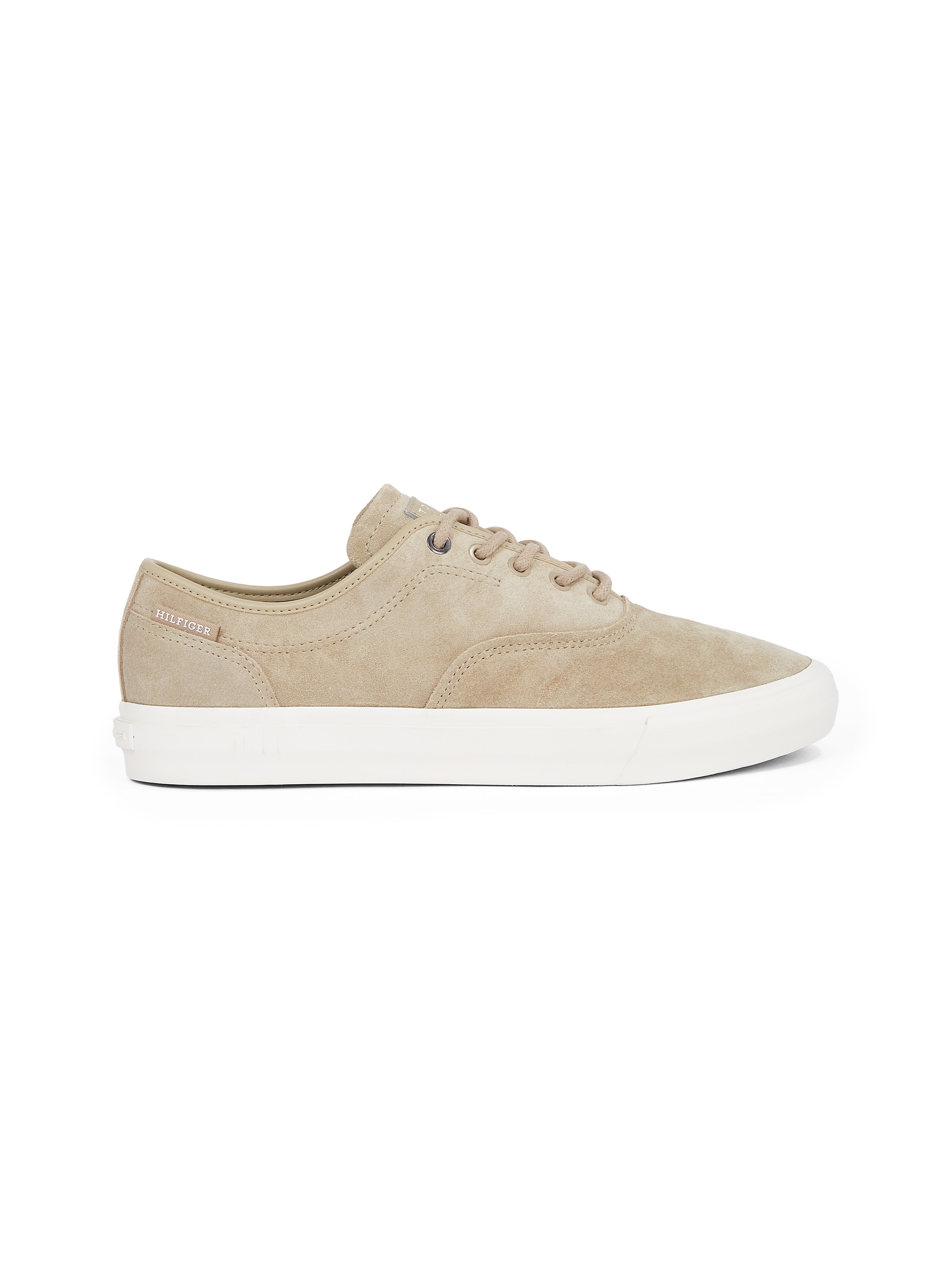 Tommy Hilfiger Sneaker »TH HI VULC LOW OXFORD SUEDE«, Freizeitschuh, Halbschuh, Schnürschuh mit Label an der Ferse