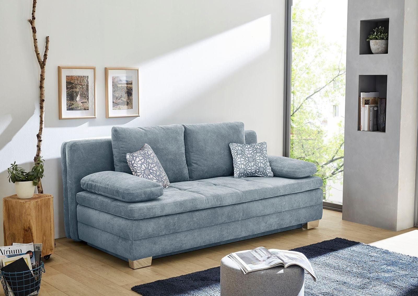 Jockenhöfer Gruppe 1100000002199 "Lincoln, B: 203 cm, Liegefl. 160x203 cm, Dauerschläfer" mit Schlaffunktion, Bettkasten, Kaltschaumtopper & 2 Zierkissen