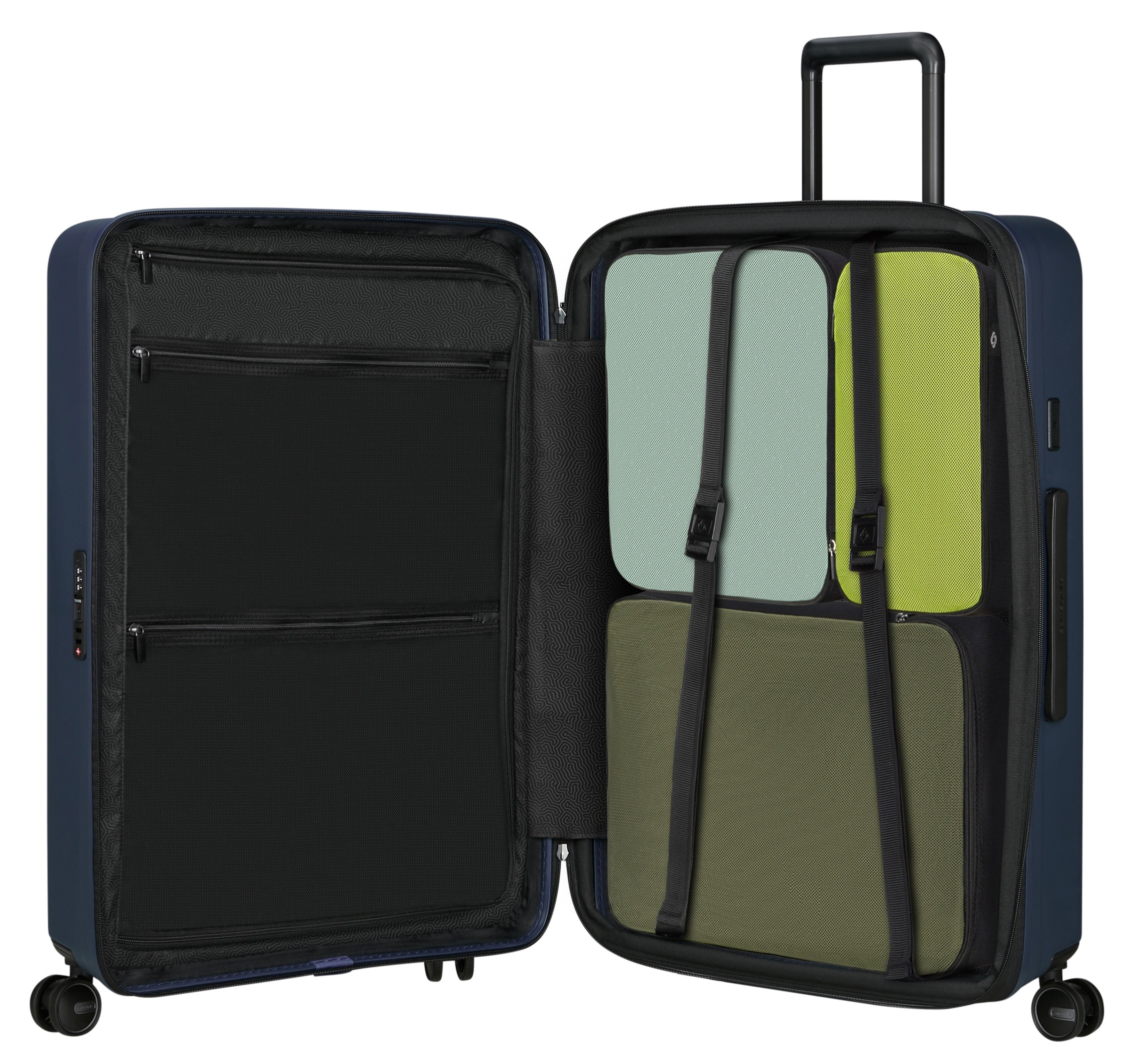 Samsonite Hartschalen-Trolley »RESTACKD, verschiedene Größen und Farben«, (mit Packtaschen), 4 Rollen, Reisekoffer mit TSA Schloss Volumenerweiterung Packtaschen