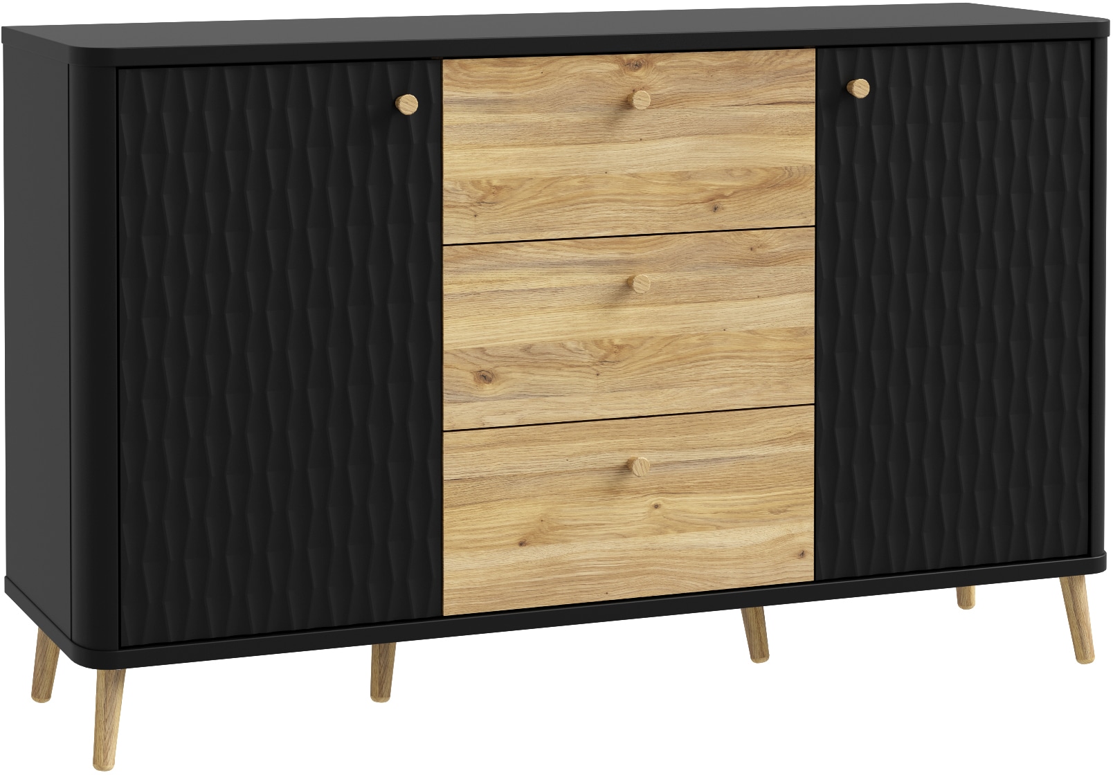 FORTE Sideboard »Fixsmile«, modernes Sideboard, SoftClose, Echtholz Beine und Griffe