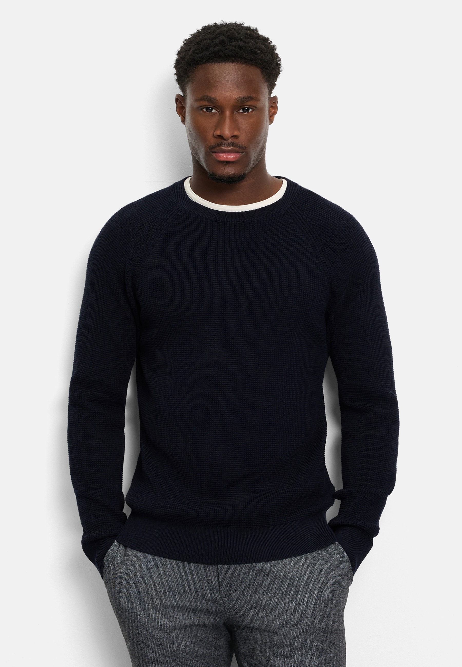 OLYMP Strickpullover "OLYMP Level Five Strick, Pullover Rundhals"