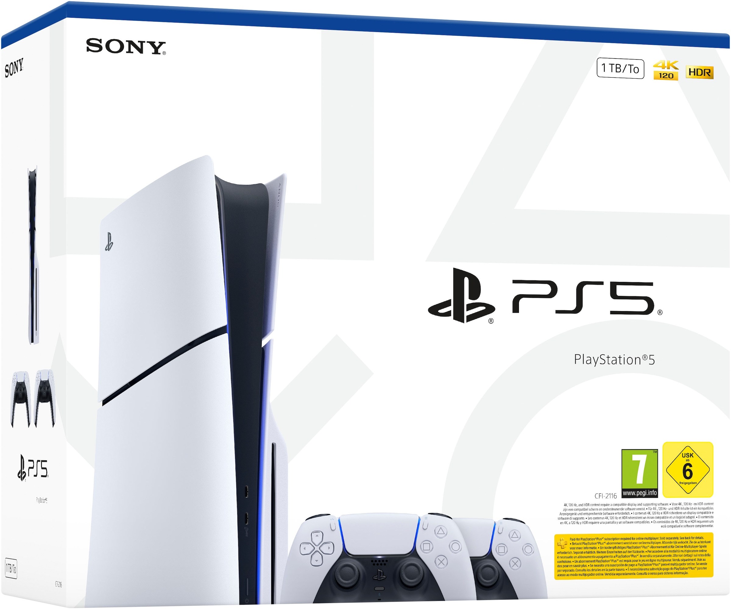 PlayStation 5 Konsolen-Set »PS5 Disk Slim + 2x DualSense Wireless-Controller Bundle« 1.000 GB 1 TB