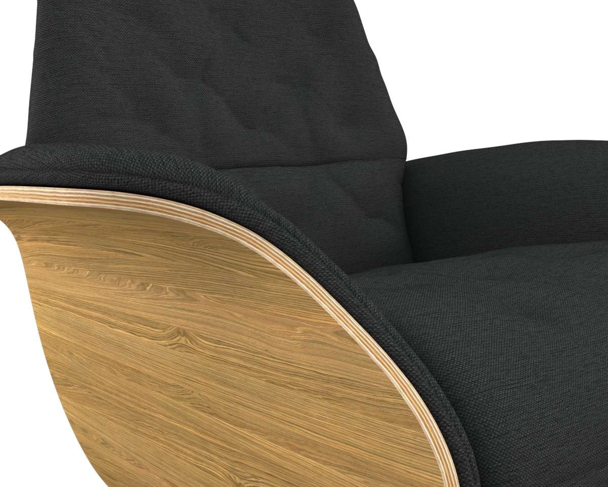 FLEXLUX Relaxsessel »Volden elektrischer Funktionsessel«, Größe M, Rücken & Fußteil elektrisch, Akku, Arml. Eiche, Fuß Alu