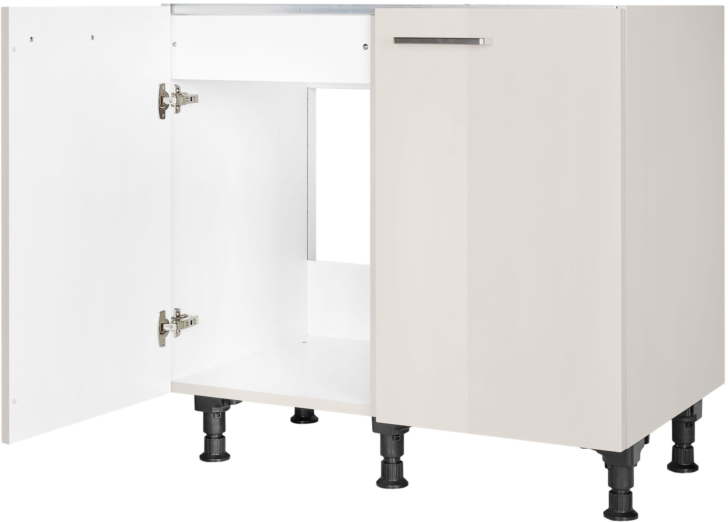 nobilia® Spülenschrank »"Flash", vormontiert, mit höhenverstellbaren Sockelfüßen,«, Breite 90 cm