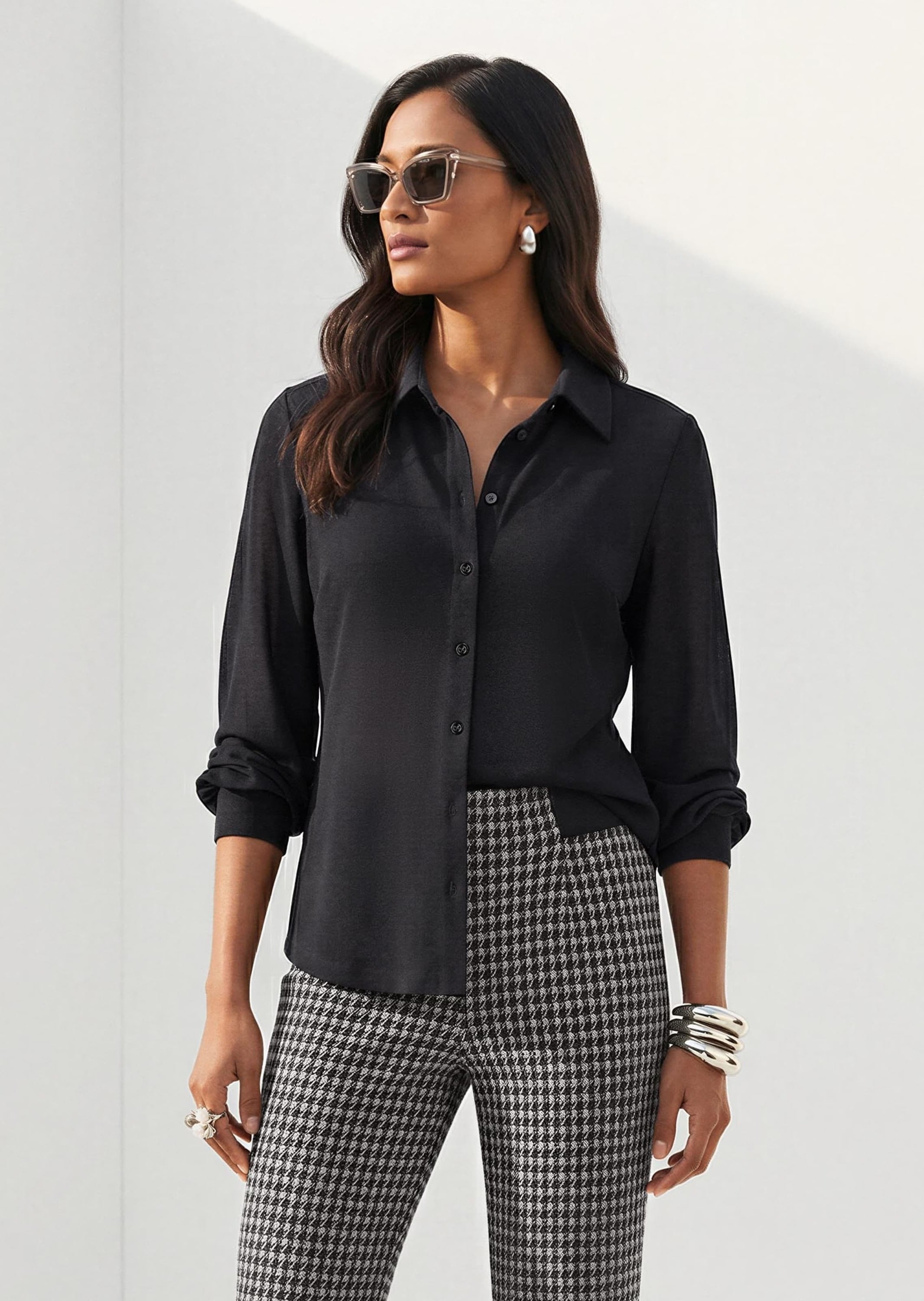 MADELEINE Langarmshirt »Shirt Blusenshirt im Materialmix«