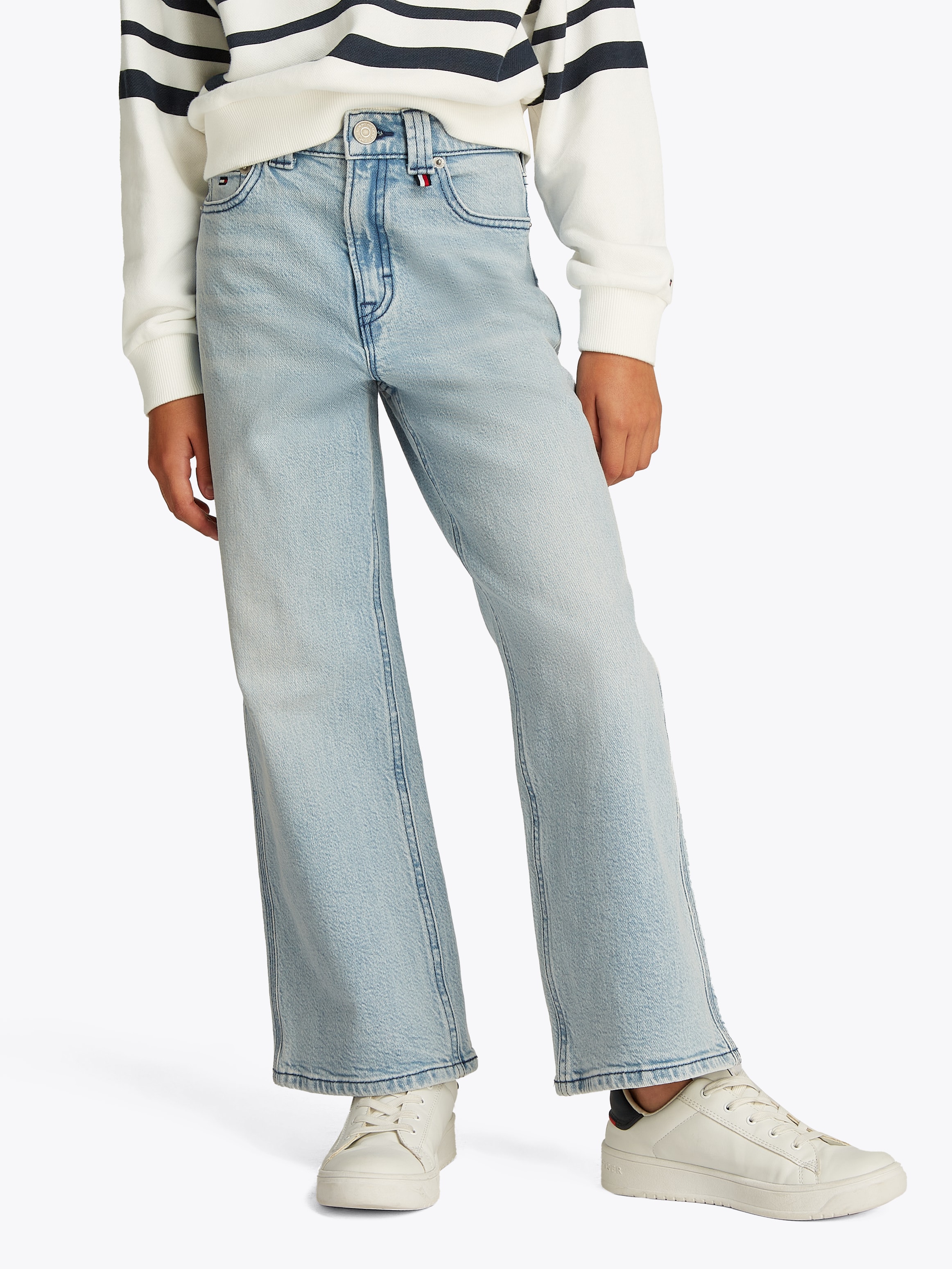 Tommy Hilfiger Sweatshirt »TOMMY SCRIPT CN SWEATSHIRT«, mit Logostickerei, mit Streifenmuster