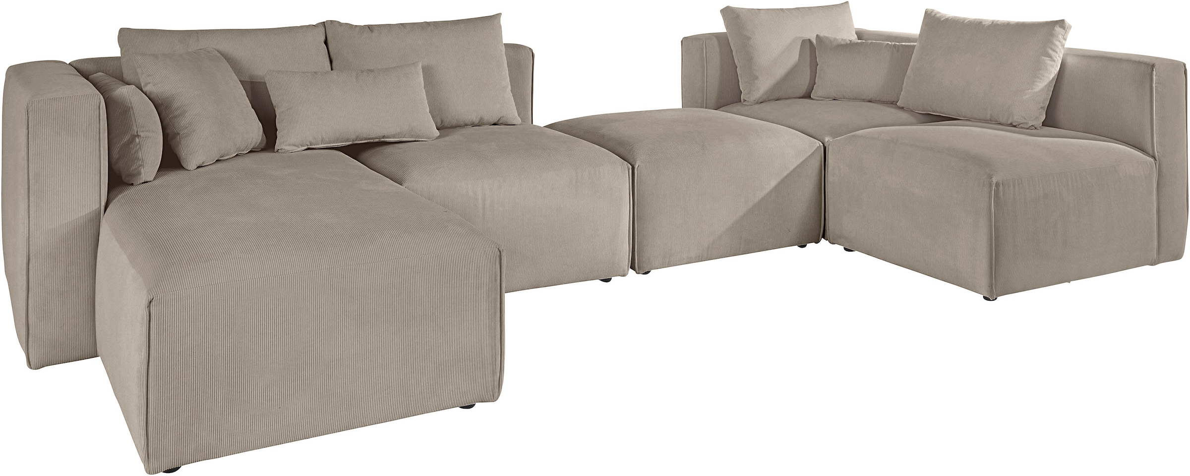 Home affaire Wohnlandschaft »Comfine U-Form«, zusammengesetzt aus Modulen, in 3 Stoffen und vielen Farben
