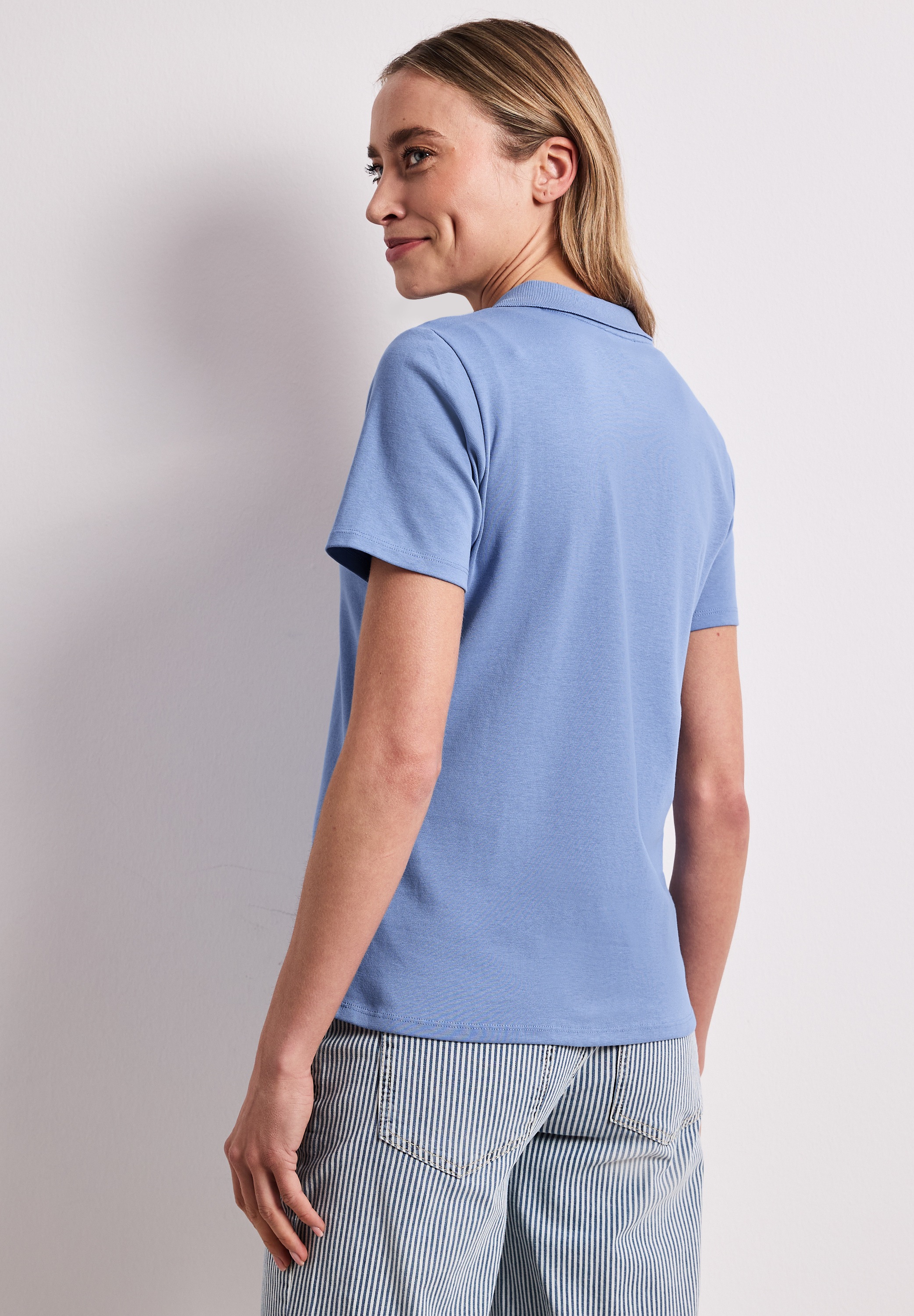 STREET ONE Poloshirt aus Baumwolle mit Stretchante günstig online kaufen