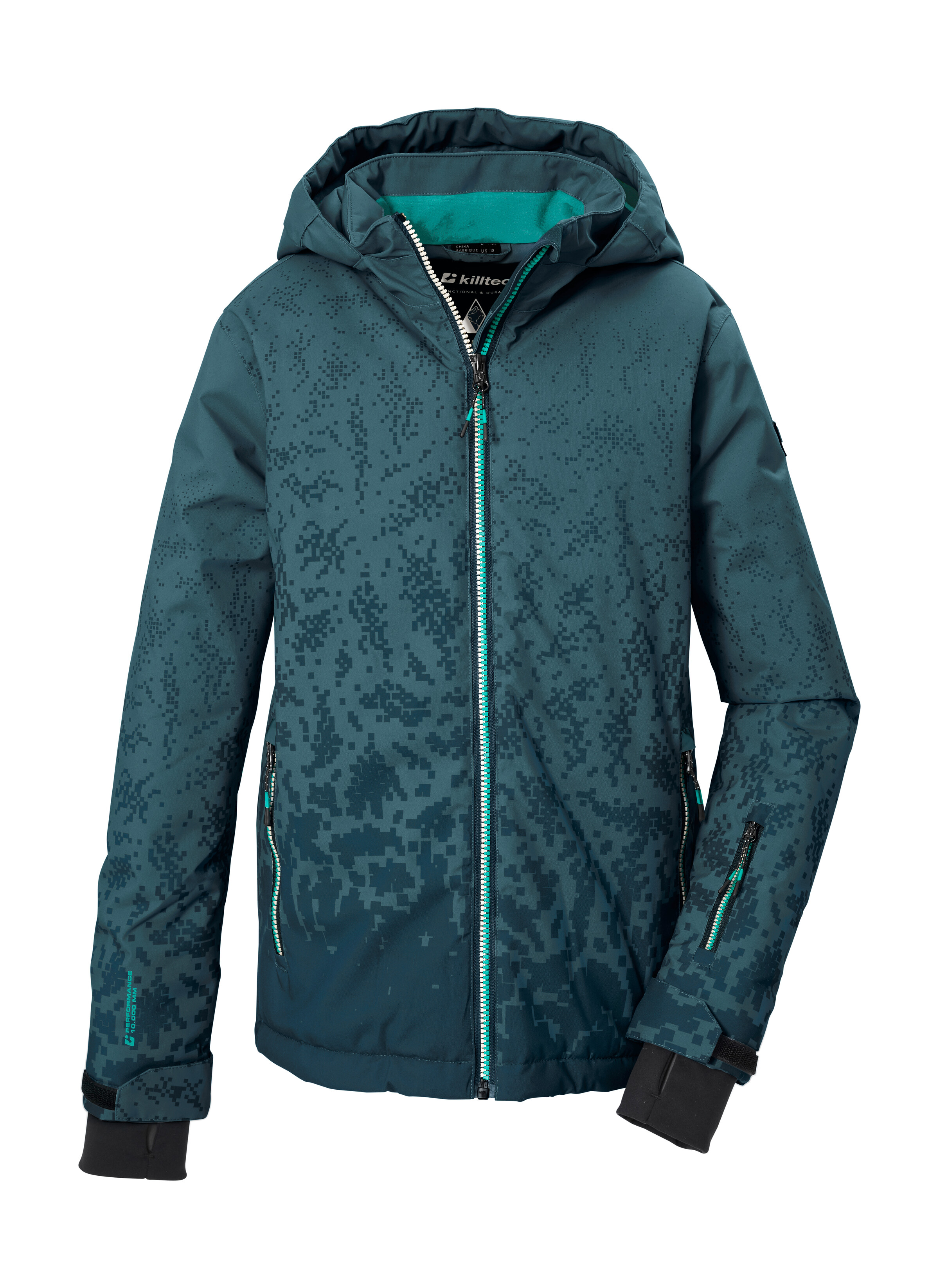 Killtec "KSW 204 BYS SKI JCKT" Wind- und wasserdichte Ski-Jacke mit All-over-Print und Kapuze
