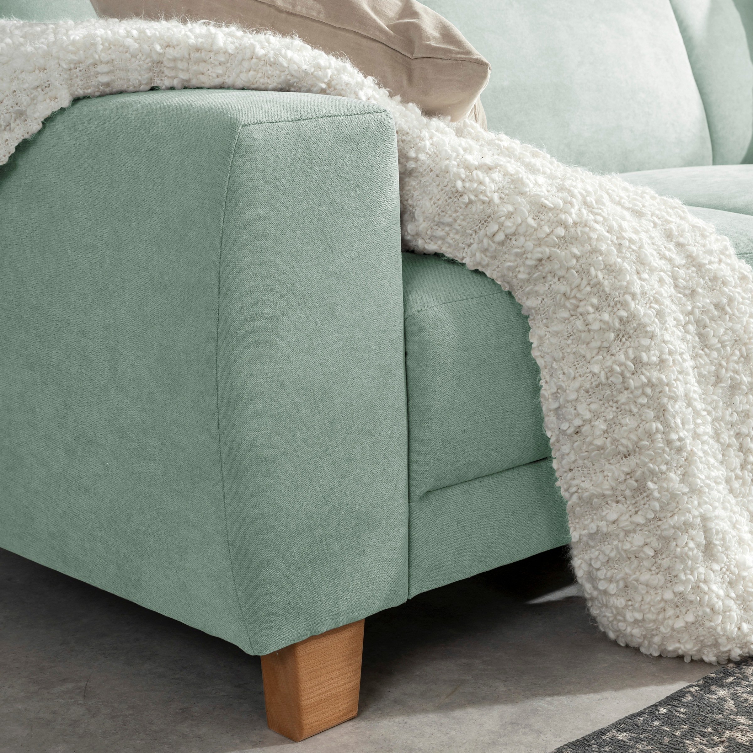 Max Winzer® Ecksofa »Blackpool modern, mittlere Sitzhärte mit hochwertiger Schaumpolsterung«, Lounge-Charakter durch niedrigen, leicht gewölbten Rücken