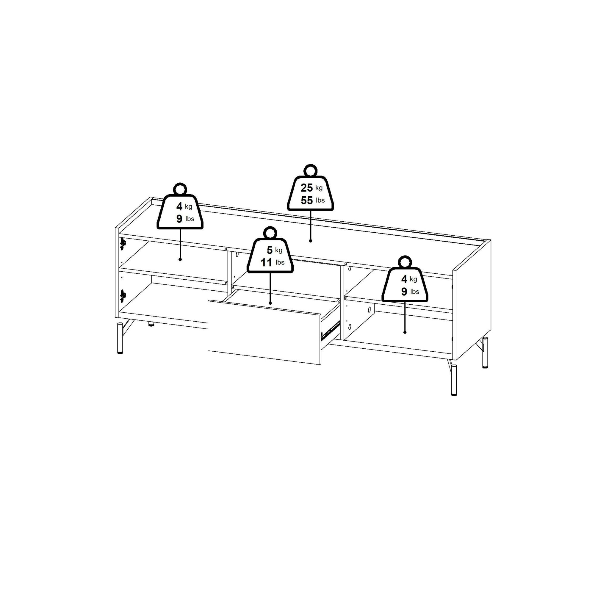 INOSIGN TV-Board »Bergen TV-Möbel, Fernsehtisch, TV-Unit, Media-Möbel, Sideboard,«, 2 Türen, verstellbaren Böden,1 Schublade, Kabelmanagement, B:147 cm