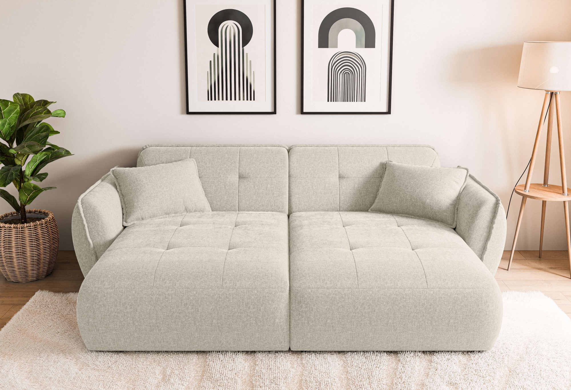 Home affaire Big-Sofa "MIRELDA Design-Sofa mit Steppungen, extra tief, Breite 251 cm" Sitztiefe 123cm, elegant und bequem, 2 Zierkissen, belastbar bis 480kg