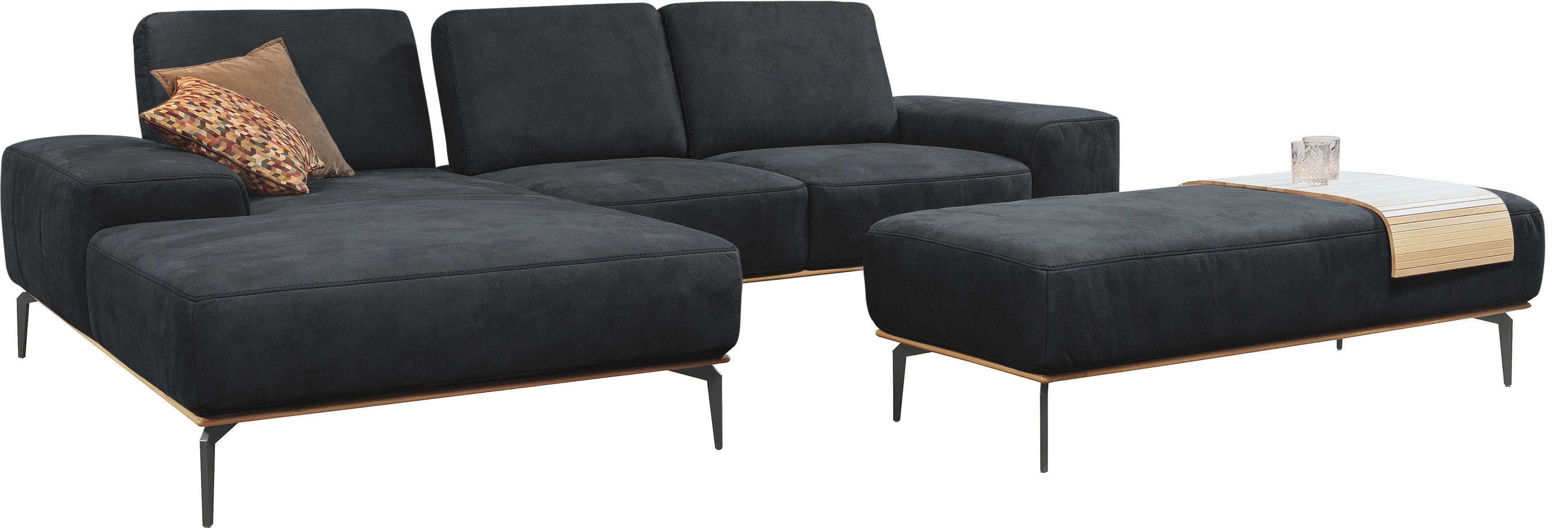 Thumbnail - W.SCHILLIG Ecksofa "run, Designsofa mit tollem Sitzkomfort, bequem, L-Form" mit Holzsockel, Füße in Schwarz pulverbeschi...