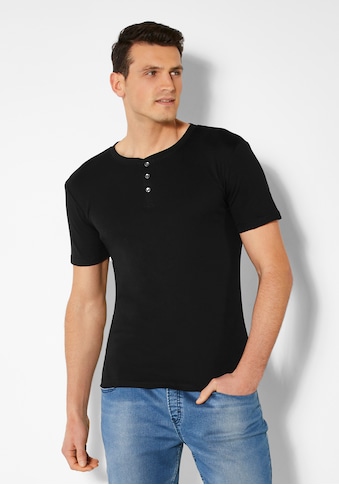 T-Shirt, (Packung), mit aufwendiger Knopfleiste perfekt als Unterziehshirt
