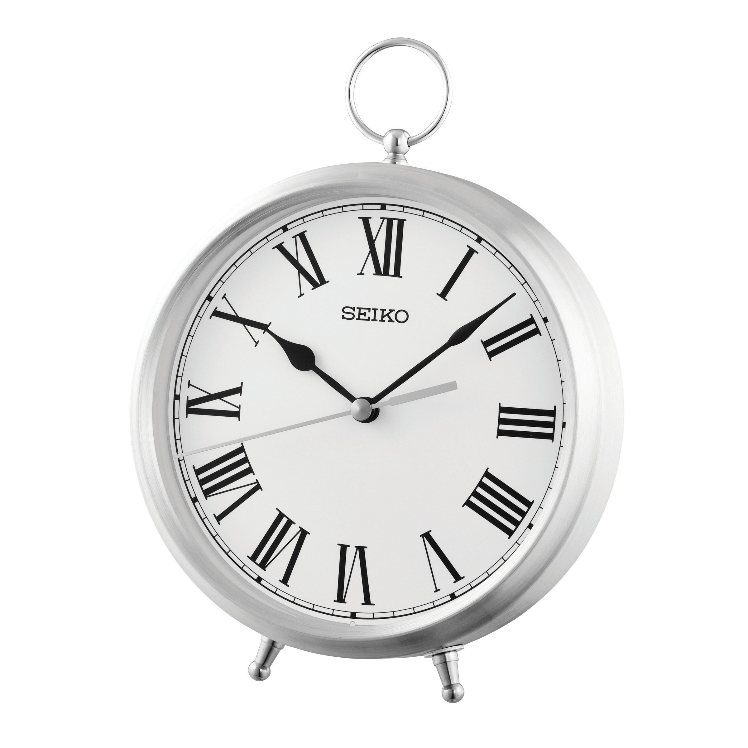 SEIKO Tischuhrsilberfarben, Tischuhren, Quarzuhr, Wohnzimmer, Esszimmer, Arbeitszimmer, Büro