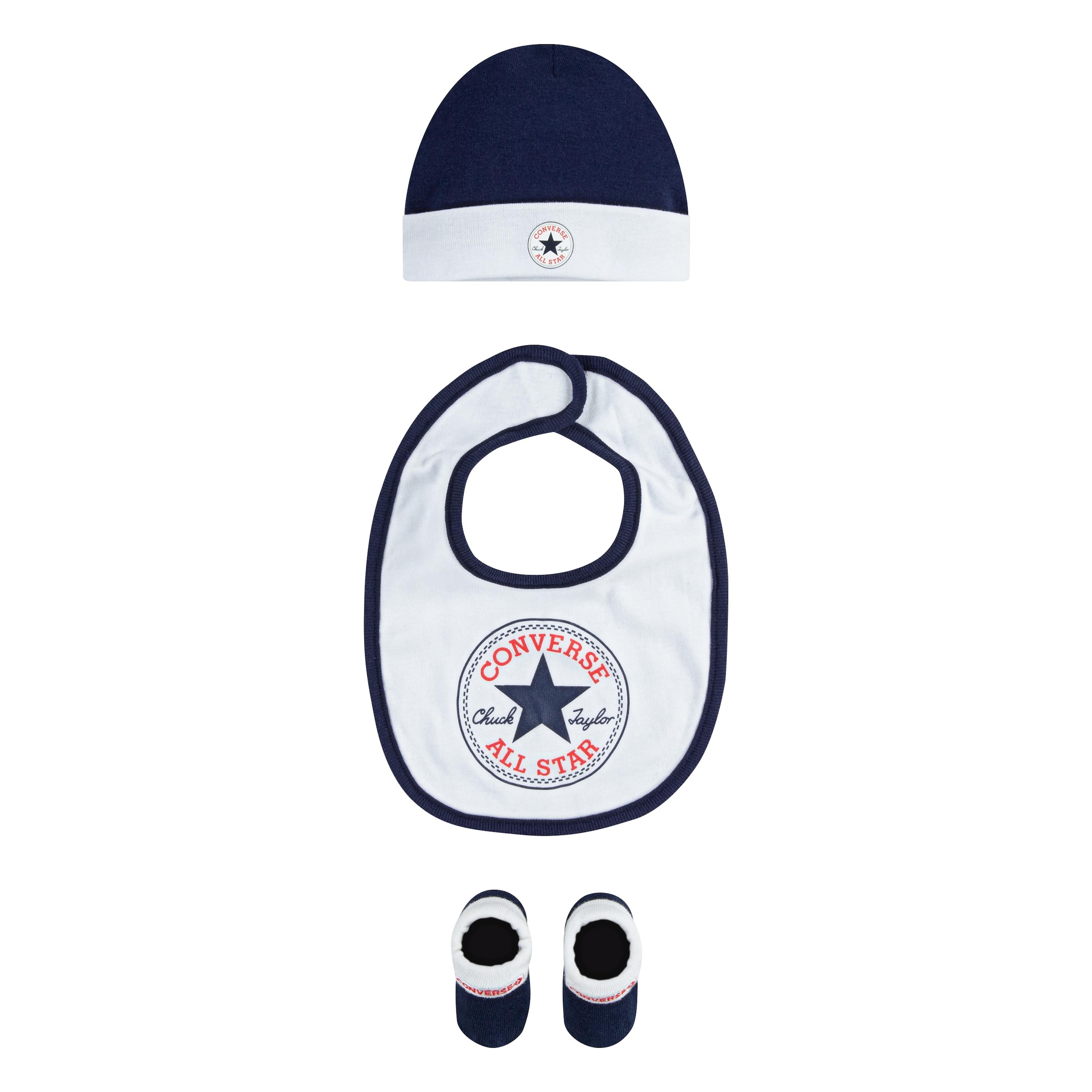 Converse Neugeborenen-Geschenkset »CHUCK INFANT HAT BIB BOOTIE SET 3PC«