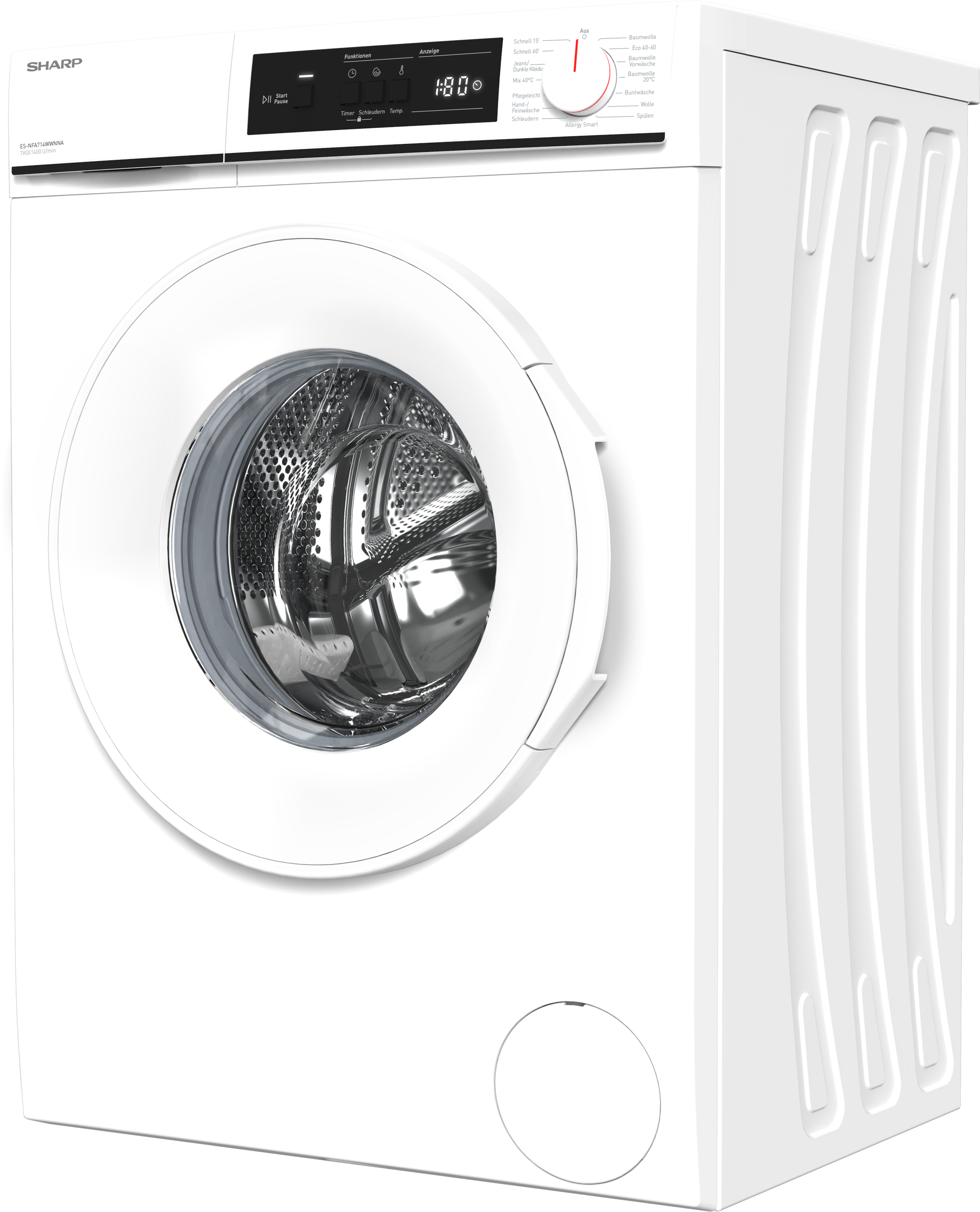 Sharp Waschmaschine Budget PROMO »ES-NFA714WWNNA-DE«, 7 kg, 1400 U/min, 7kg / A / AquaStop /White