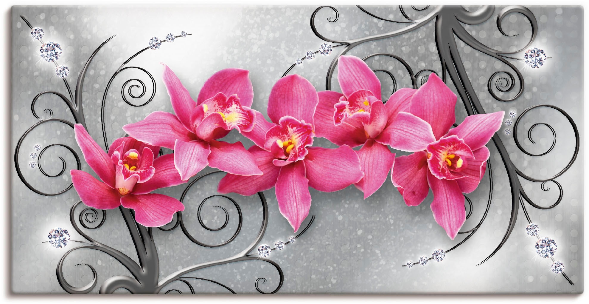 Artland Wandbild »rosa Orchideen BAUR St.), Poster Größen Ornamenten«, Alubild, oder Leinwandbild, versch. als Blumenbilder, bestellen Wandaufkleber (1 in auf 