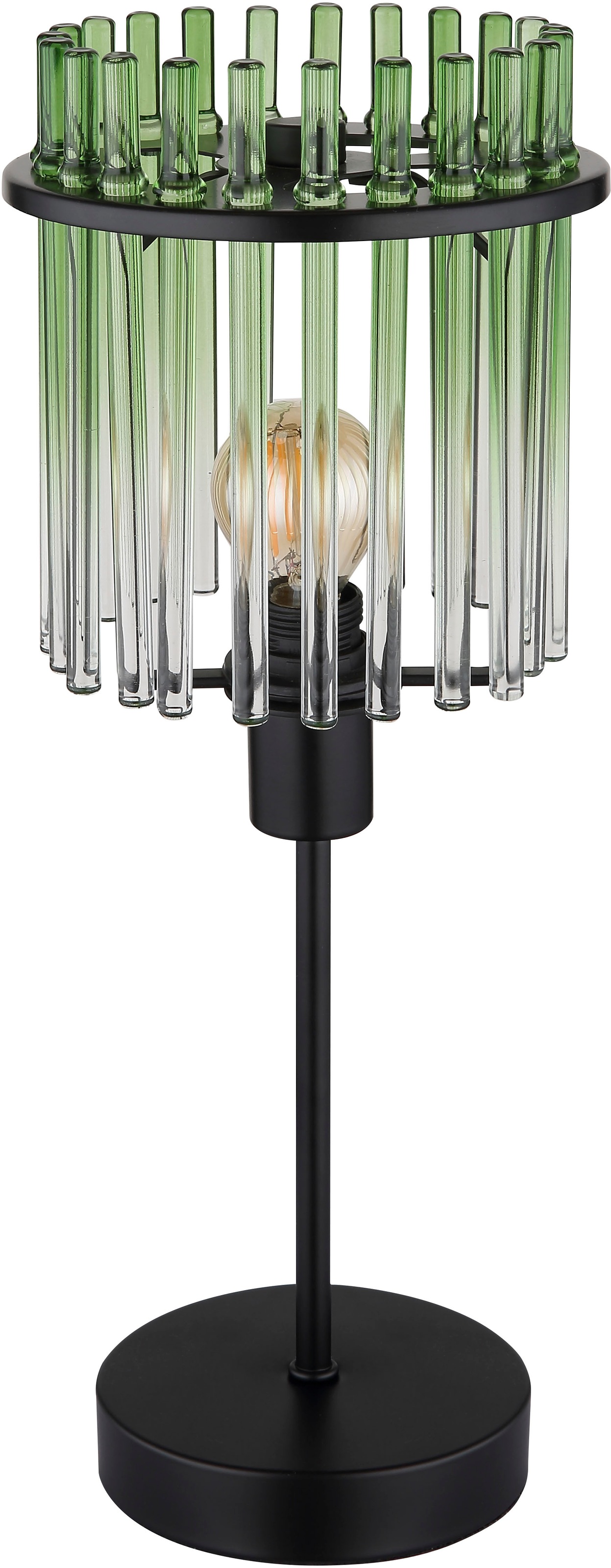 GLOBO LIGHTING Tischleuchte »GORLEY« E14 1 Stk. Tischlampe schwarz Glasstäbe grün klar verlaufend elegant