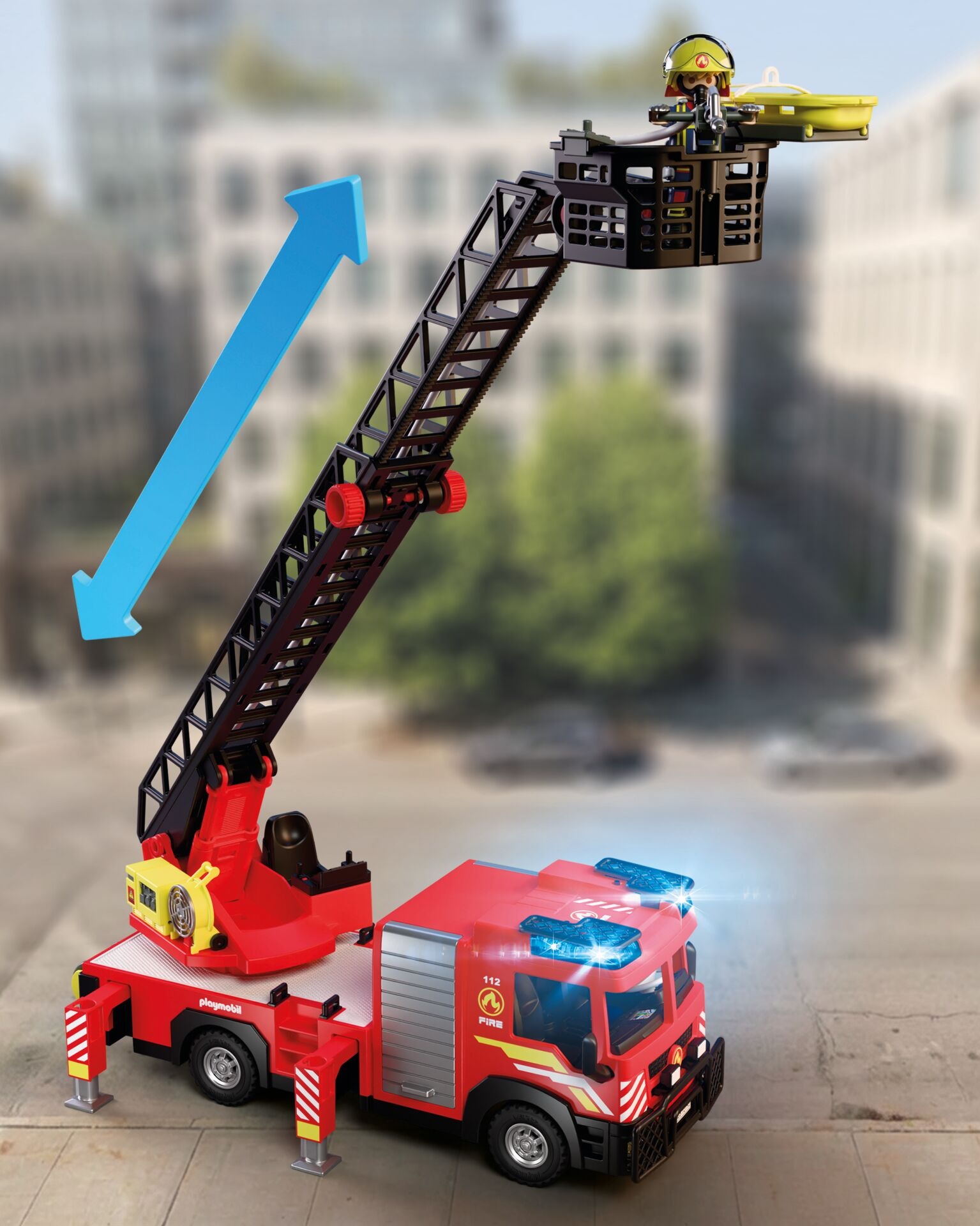 Playmobil® Konstruktions-Spielset »Feuerwehr-Leiterfahrzeug (72192), City Action« mit Licht- und Soundeffekten