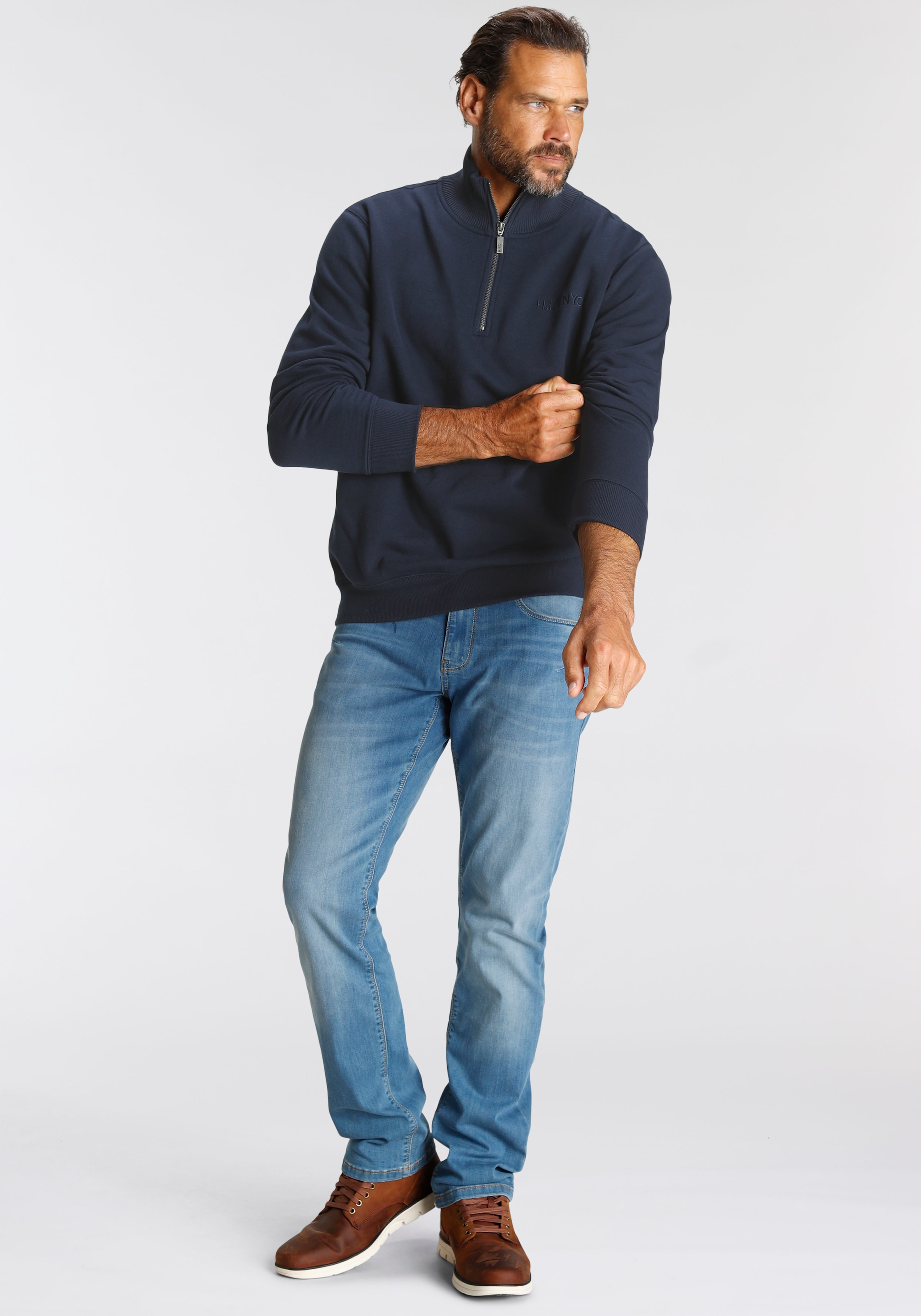 H.I.S Sweatshirt, unifarben, aus dehnbarer Sweatware, mit Logostickerei