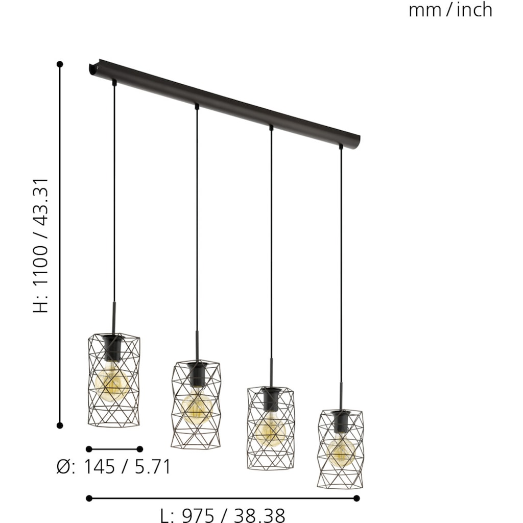 EGLO Pendelleuchte »ESTEVAU«, 4 flammig-flammig