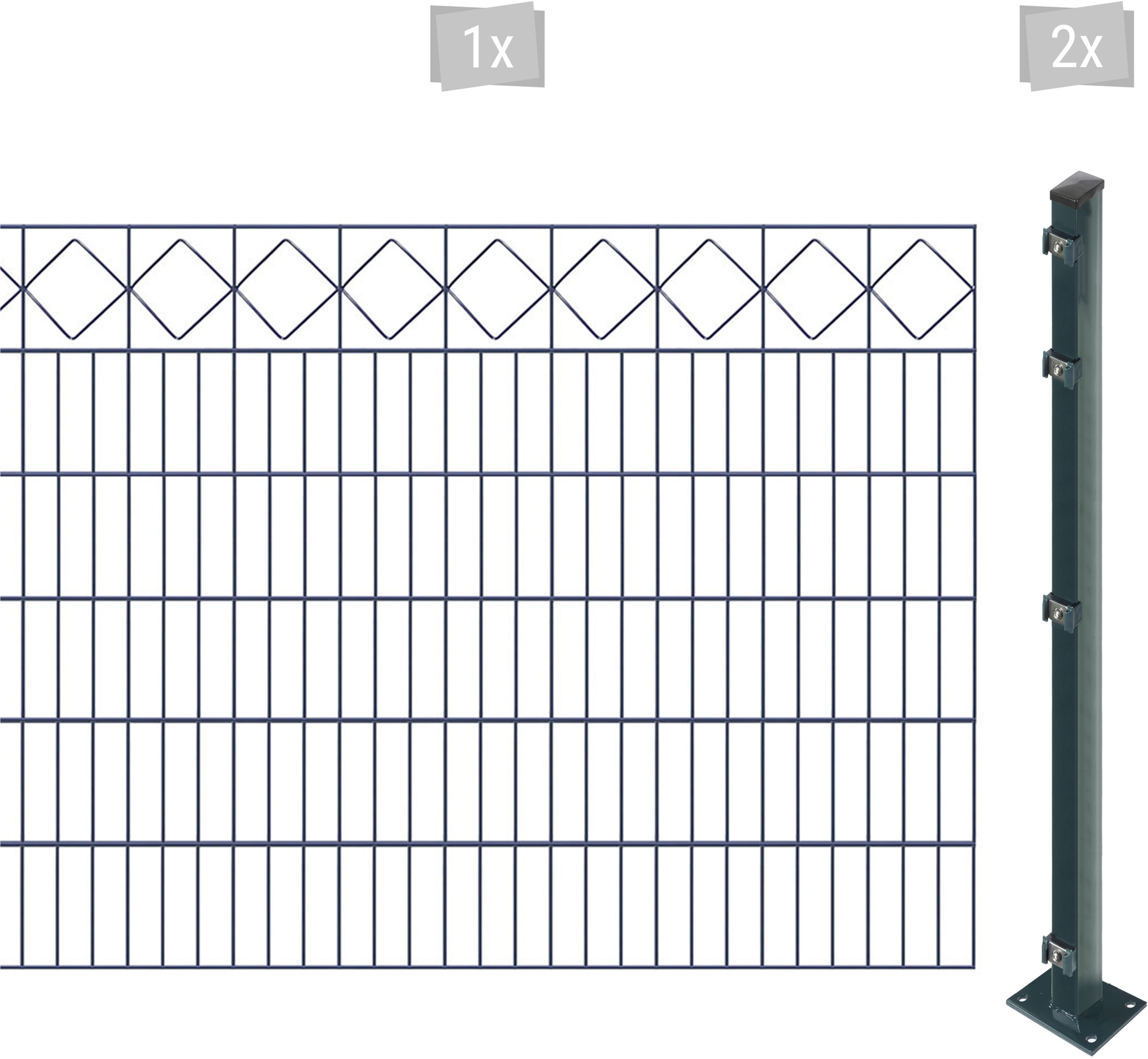 Arvotec Doppelstabmattenzaun "EASY 120 zum Aufschrauben "Karo" mit Zierleiste", Zaunhöhe 120 cm, Zaunlänge 2 - 60 m