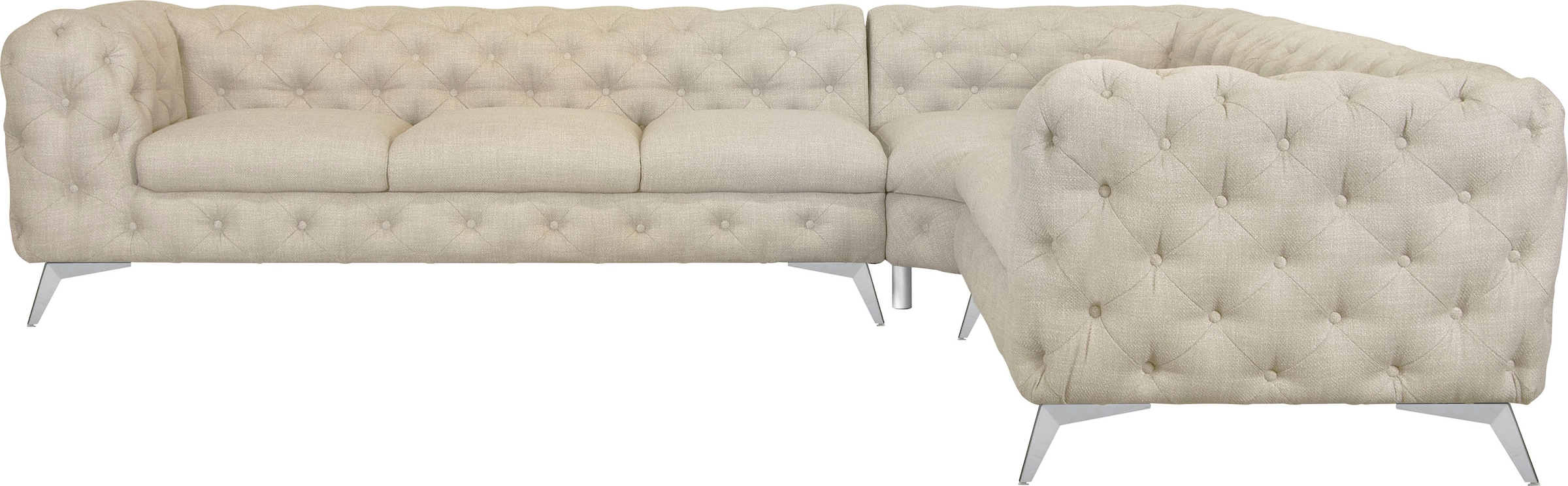 Leonique Chesterfield-Sofa "Ecksofa GLYNIS L-Form mit Wellenunterfederung, günstig online kaufen