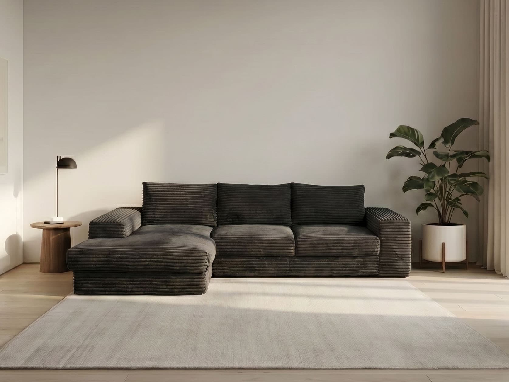 WERK2 Ecksofa "Rozzana 280 x 190 cm modern und bequem" Breitcord, L-Form, XXL