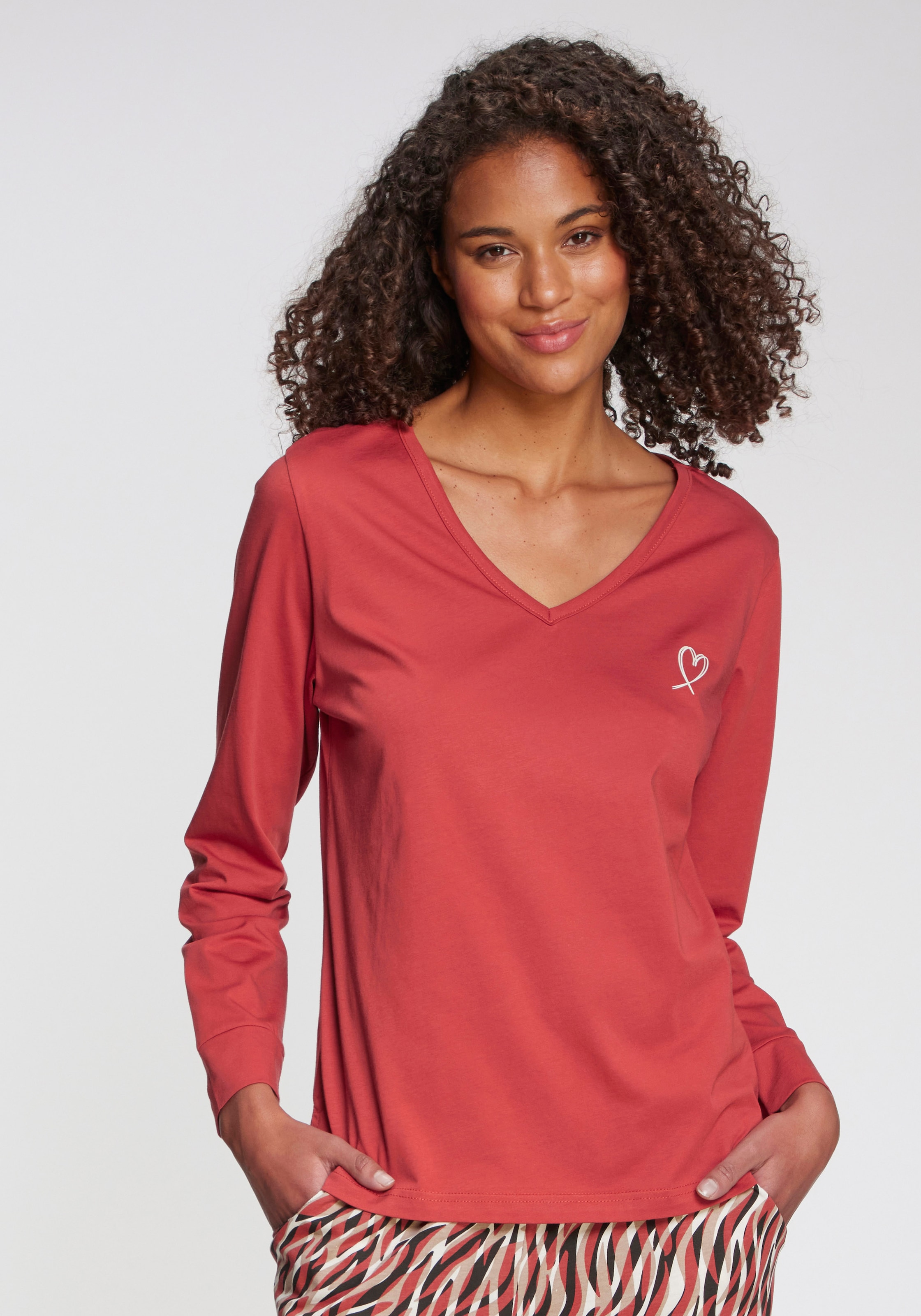 Vivance Dreams Pyjamaoberteil mit kleinem Herzprint günstig online kaufen