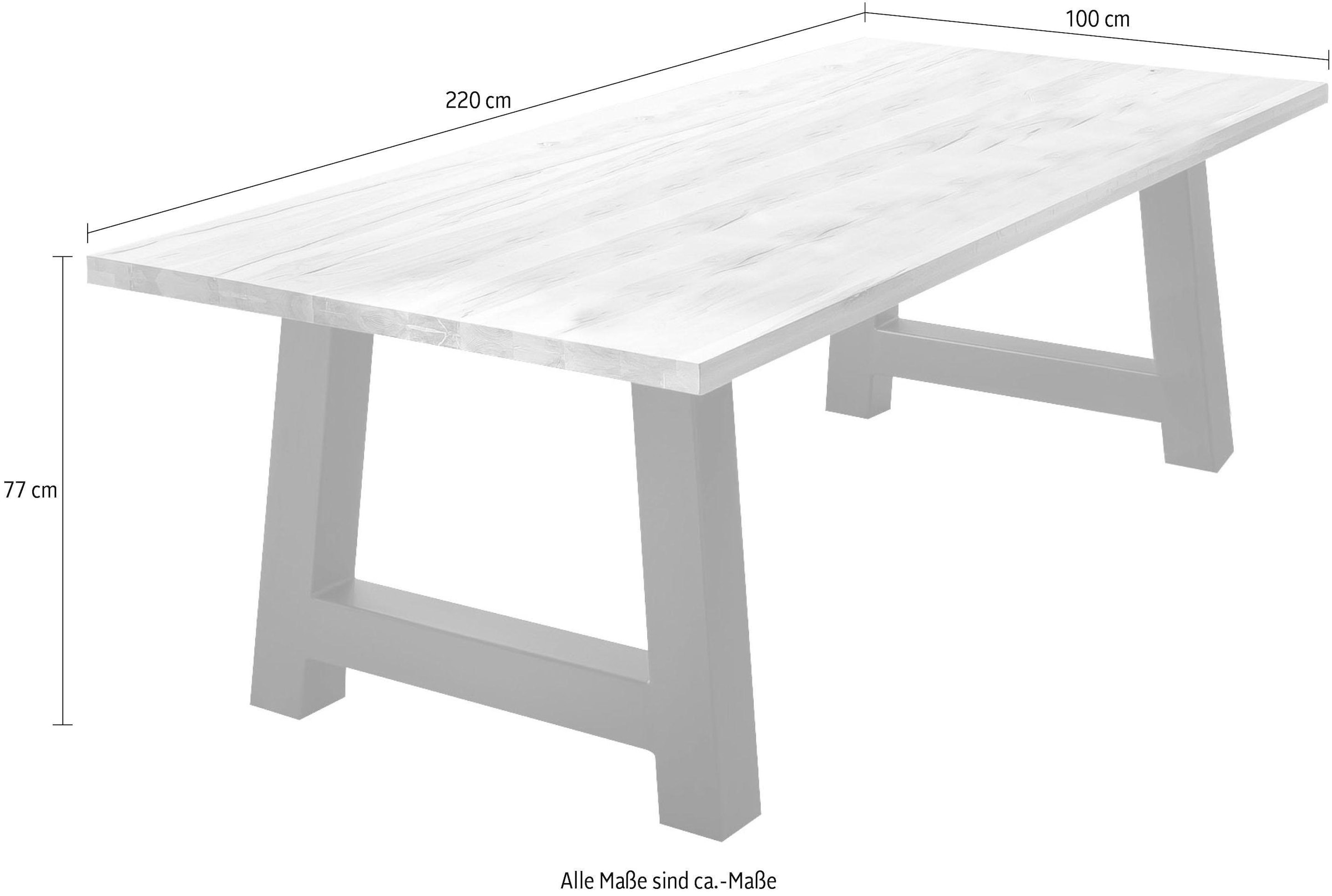 Home affaire Esstisch »New York«, Balkeneiche massiv mit ausdrucksstarker Holzoptik