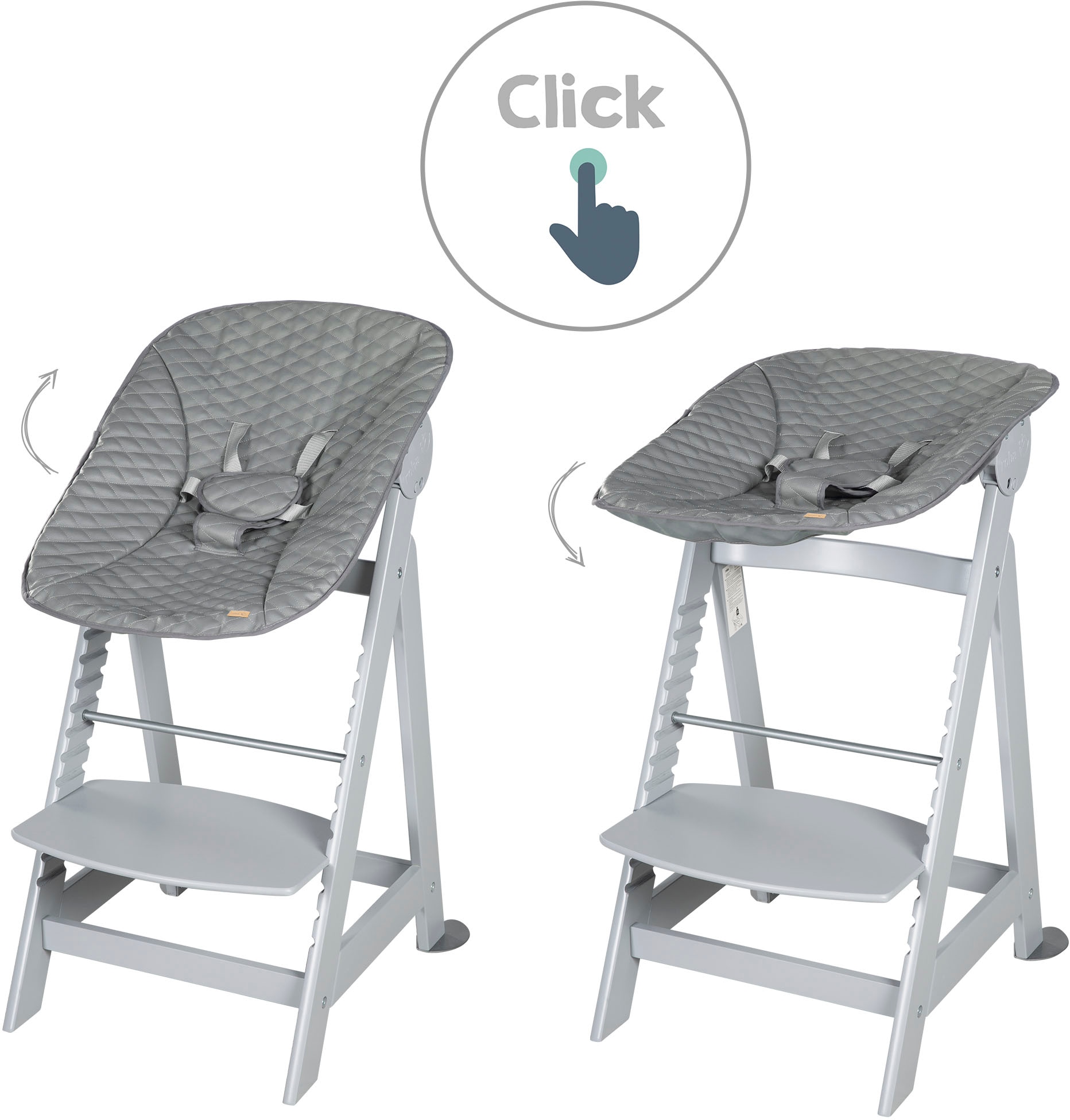 roba® Hochstuhl »Treppenhochstuhl 2-in-1 Up Stone taupe«, gesteppt Born mit BAUR Set Neugeborenen-Aufsatz, 