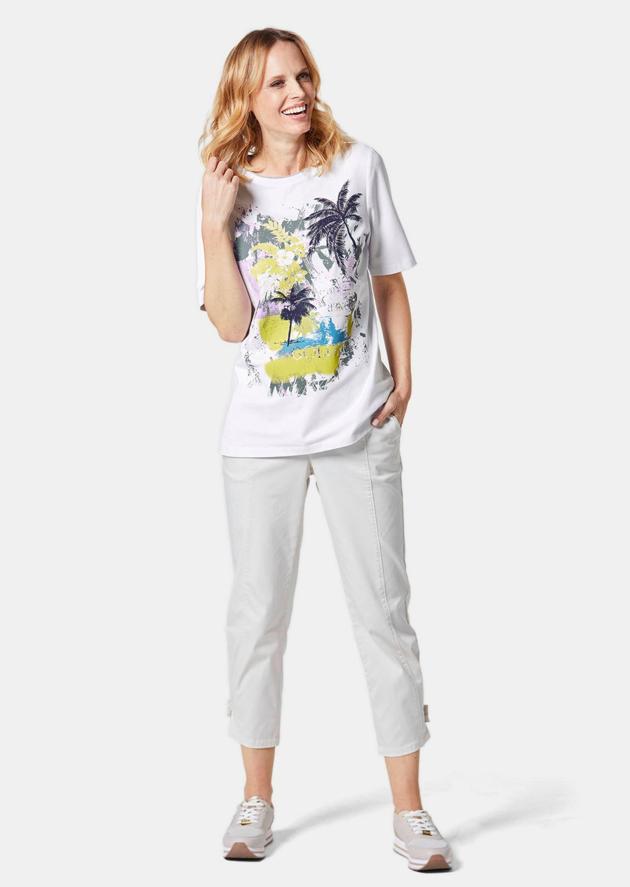 GOLDNER Print-Shirt "Kurzgröße Druckshirt aus Baumwoll-Jersey" Ausschnitt m günstig online kaufen