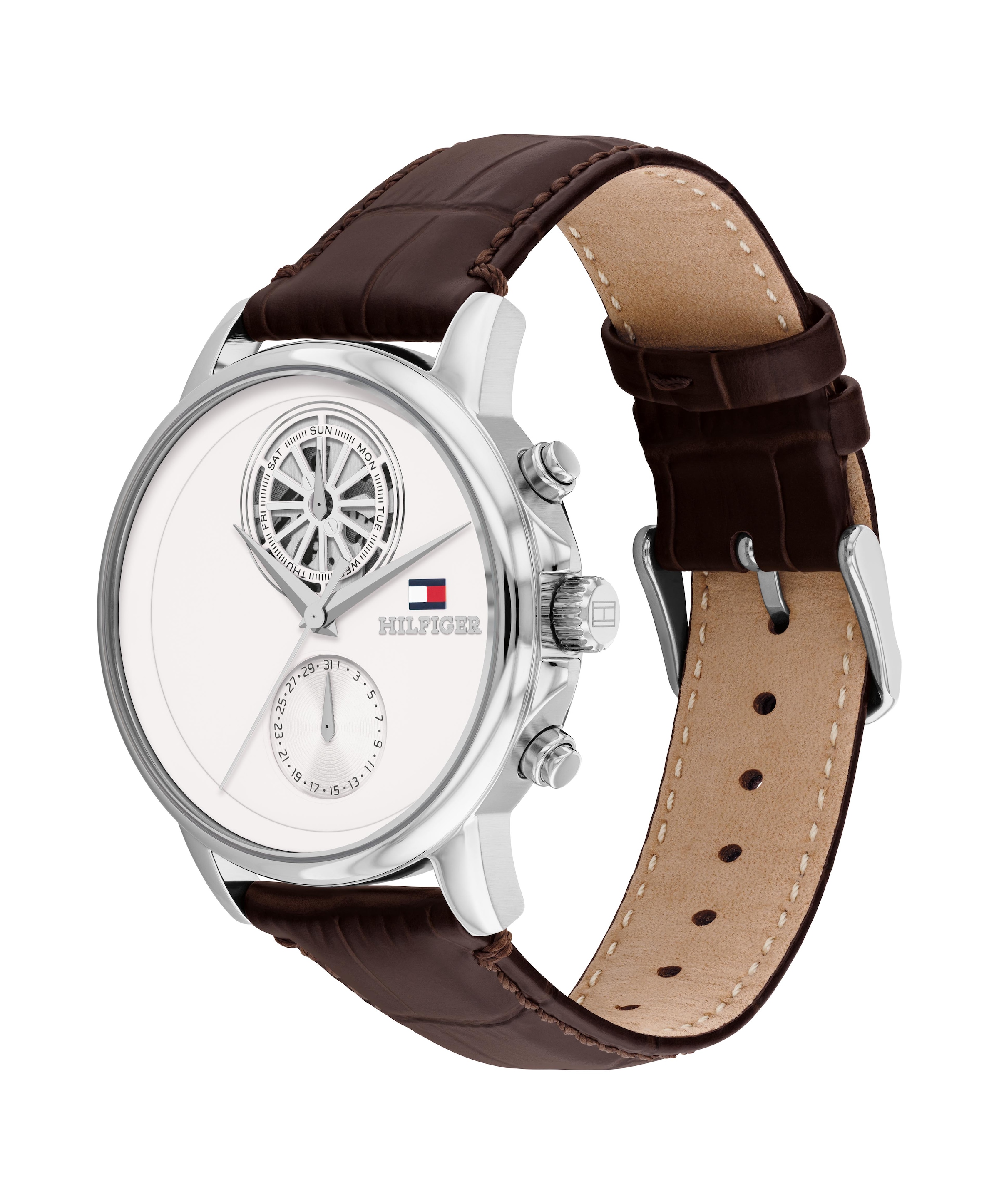 Tommy Hilfiger Multifunktionsuhr »Stewart« Quarzuhr, Armbanduhr, Herrenuhr, Lederarmband, analog