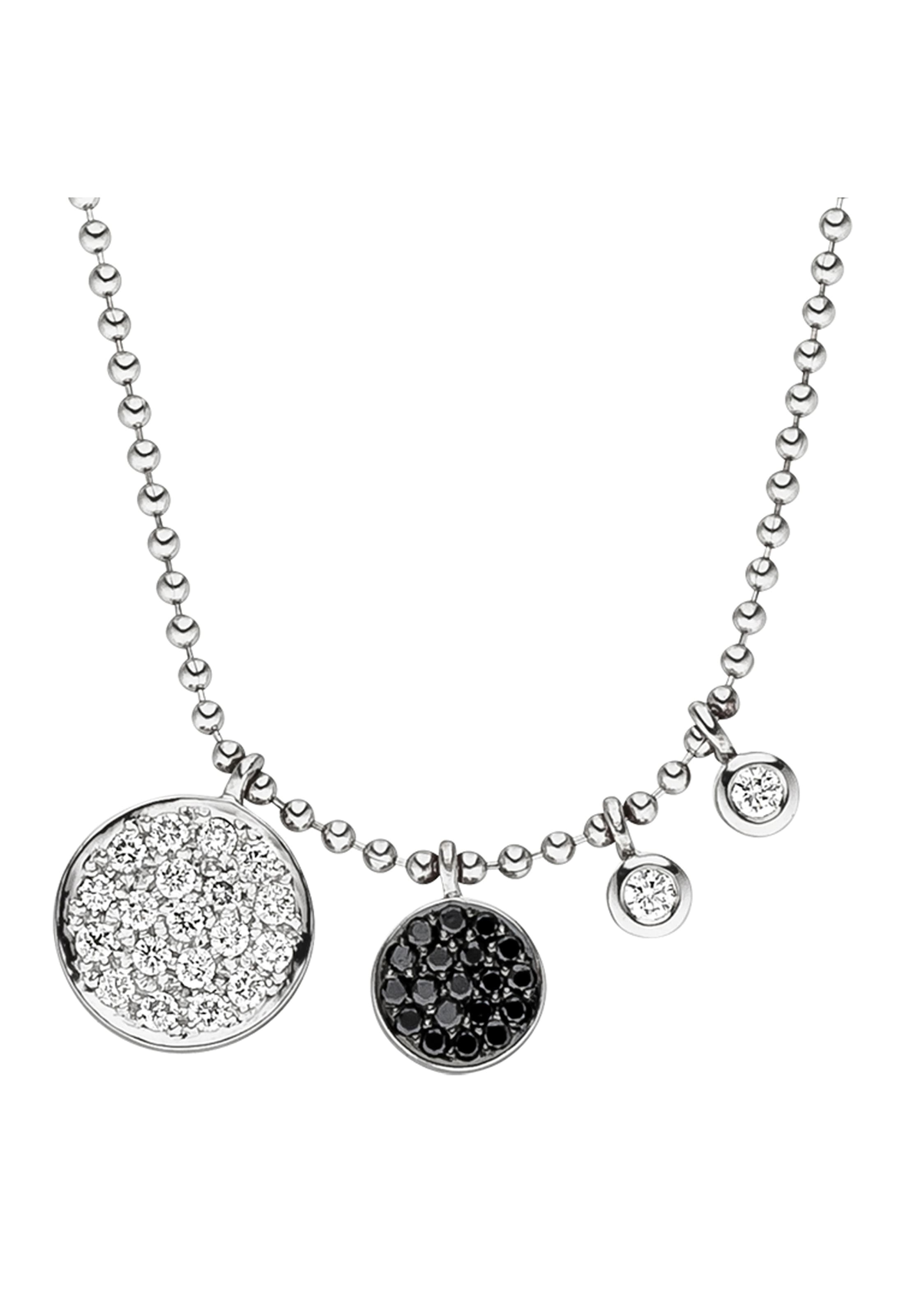 JOBO Kette mit Anhänger »Kugelkette mit 40 Diamanten« 14 Karat 585 Weißgold 43 cm