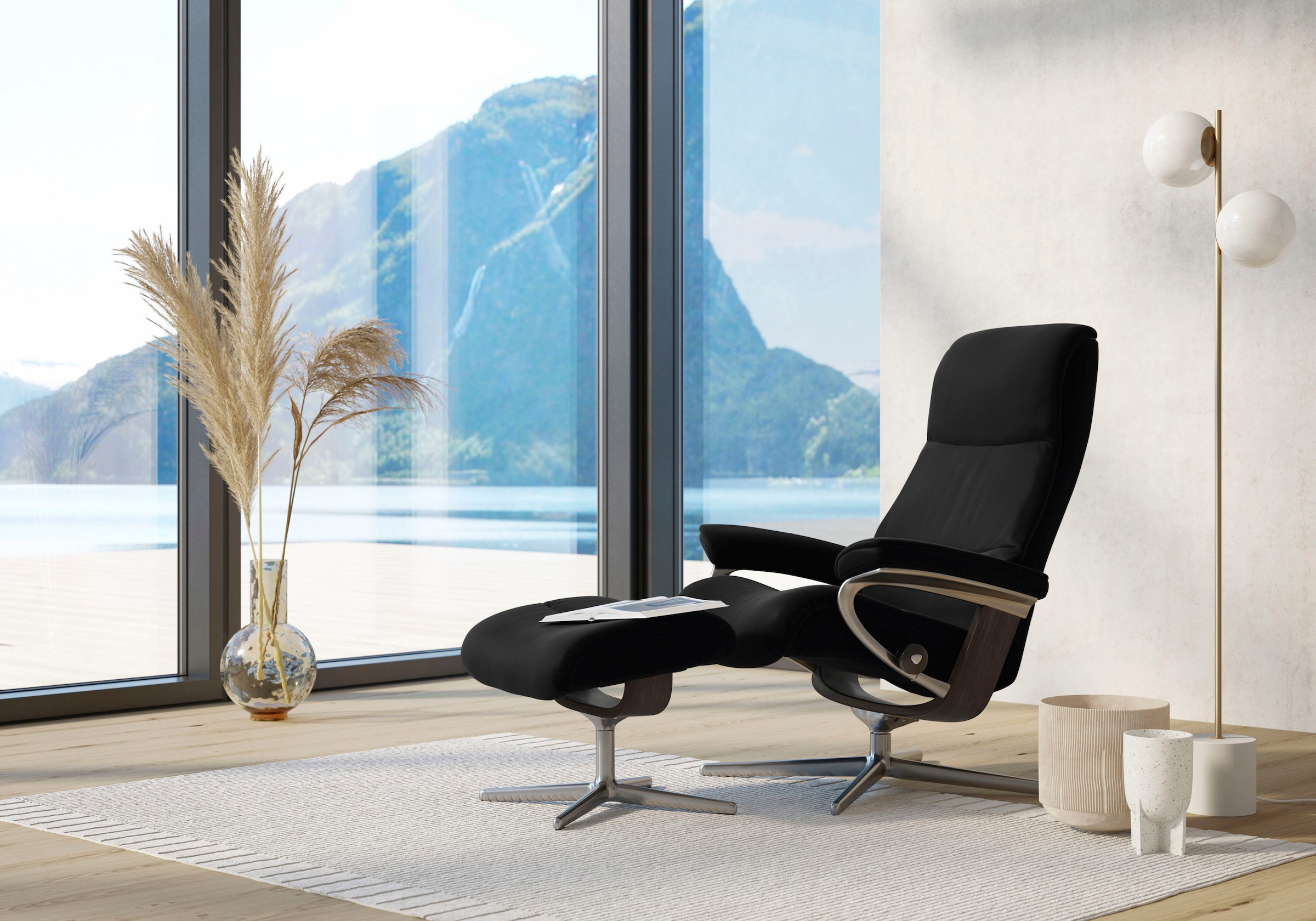 Stressless Fußhocker "View", mit Cross Base, Größe S, M & L, Holzakzent Wenge