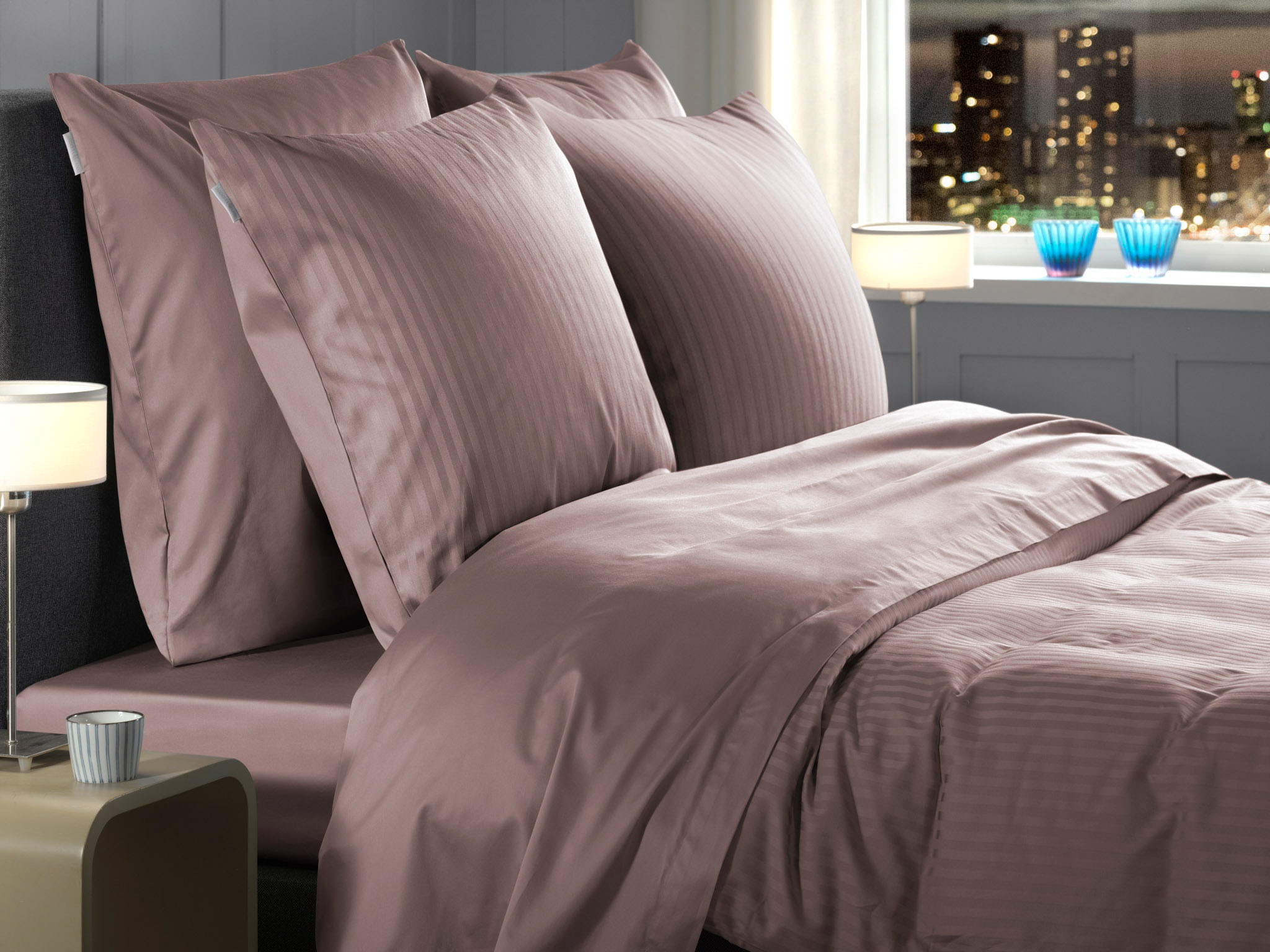 Heckett & Lane Bettwäsche »Banda« 2 tlg. hochwertiges Mako-Satin, Streifen Satin, Bettwäsche ab 135x200 cm.