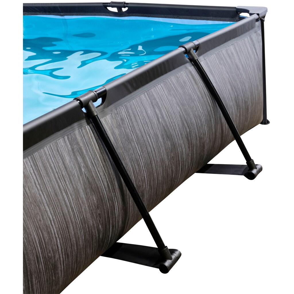 EXIT Framepool »Black Wood Pool 220x150x65cm«, mit Filterpumpe und Abdeckung - schwarz