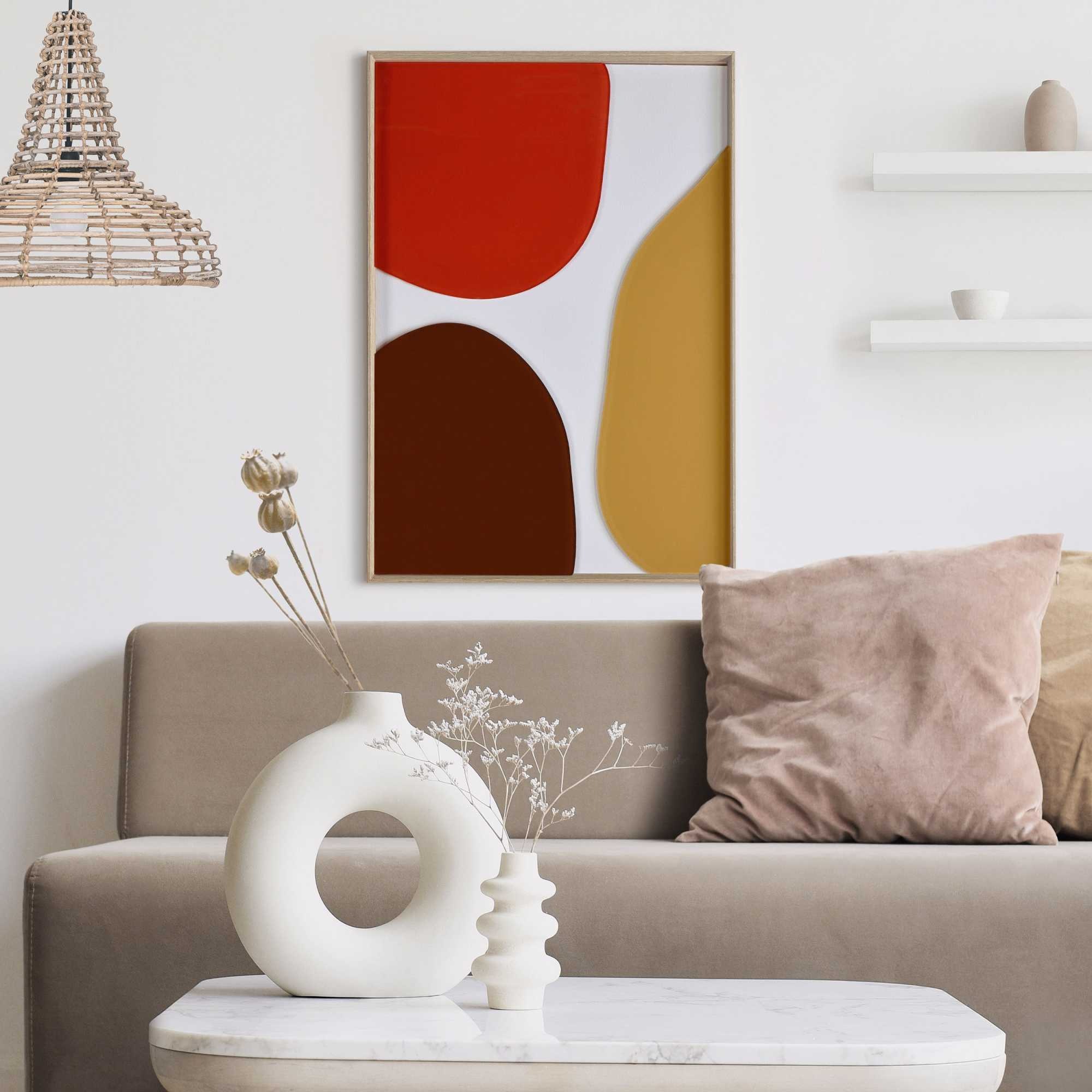 Reinders! Wandbild »Connected - terra teints«, Wohnzimmer - Abstrakte Formen - Rot - MDF - Abstrakt - 50x70 cm