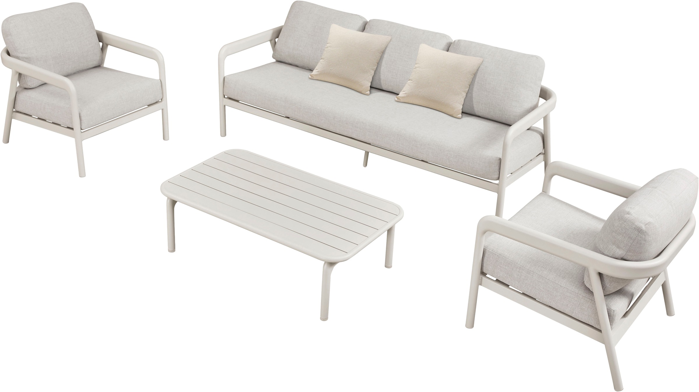 homsy by Ana Johnson Gartenlounge-Set »Hilo« Set, 3er Sofa,2x Sessel, 7x Sitz-und Rückenkissen,2x Zierkissen,1xTisch, 14 tlg. inkl. 2 Sessel, 1 Sofa, 1 Tisch, Sitz- und Rückenkissen, 2 Dekokissen