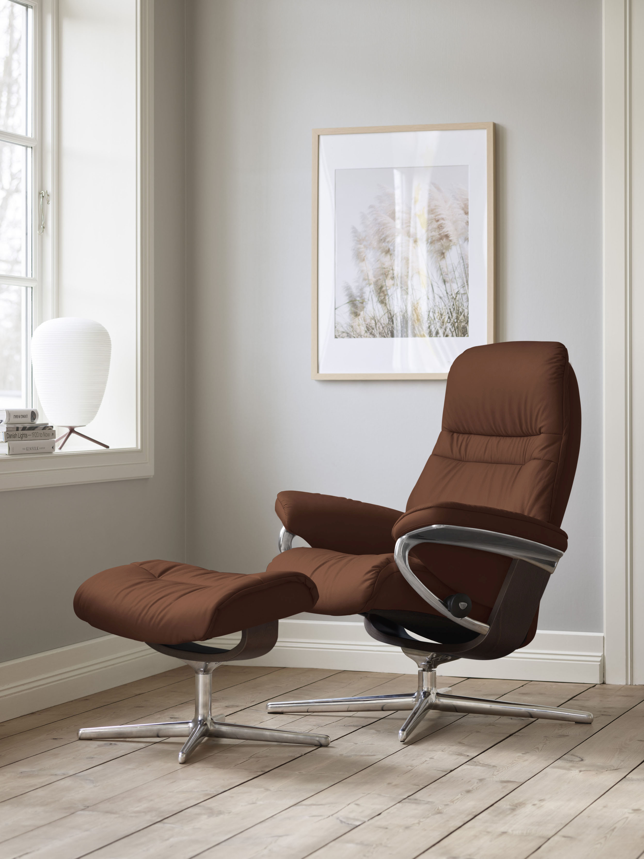 Stressless Relaxsessel "Sunrise" mit Cross Base, Größe S, M & L, Holzakzent Braun