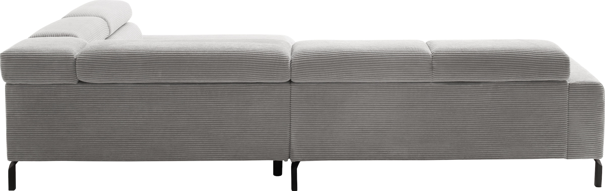 Places of Style Ecksofa »Antonelli, L-Form, inkl. Kopfteilverstellung, Breite 312 cm«, mit elektrischer Sitztiefenverstellung, in Cord, grau