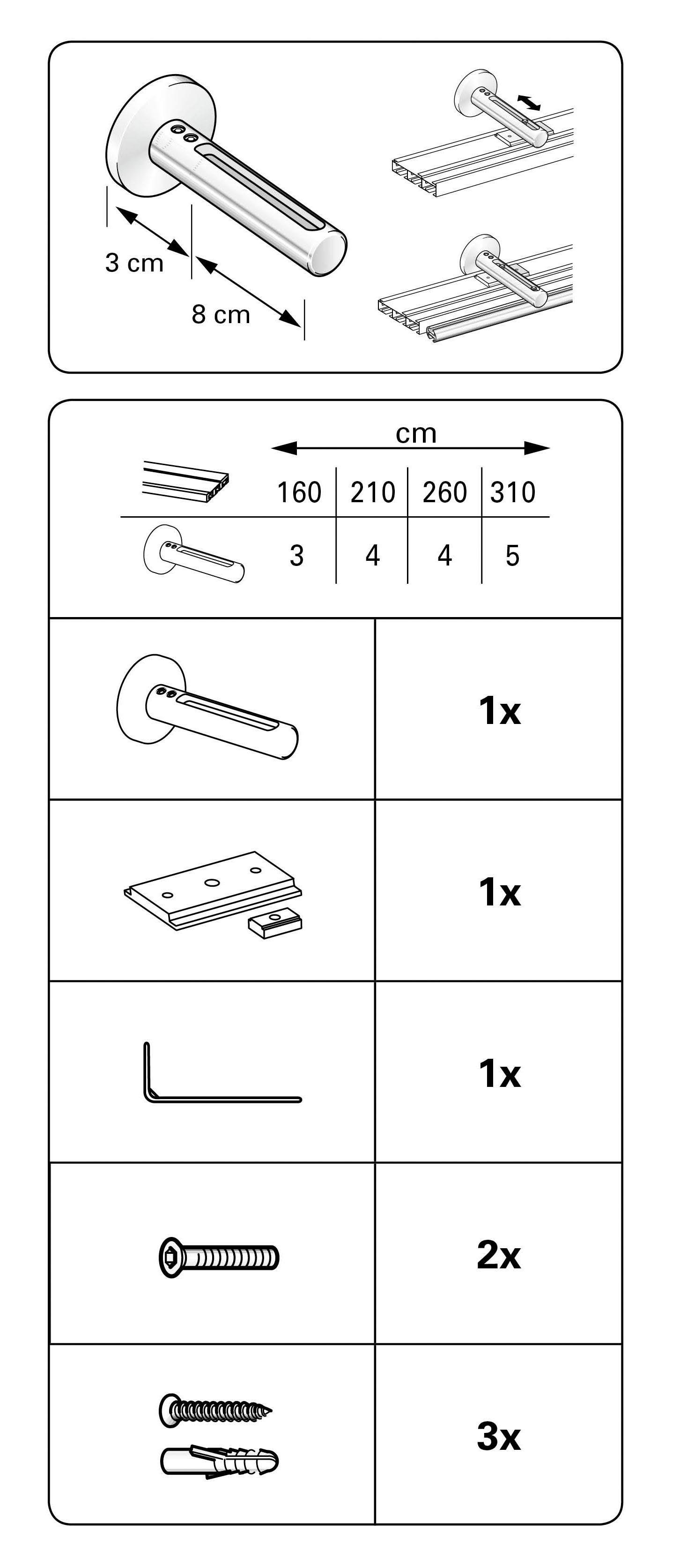 Thumbnail - GARDINIA Gardinenstangenhalter "Wandträger 3-läufig", (1 St.), Serie Flächenvorhang-Technik Atlanta 3-läufig