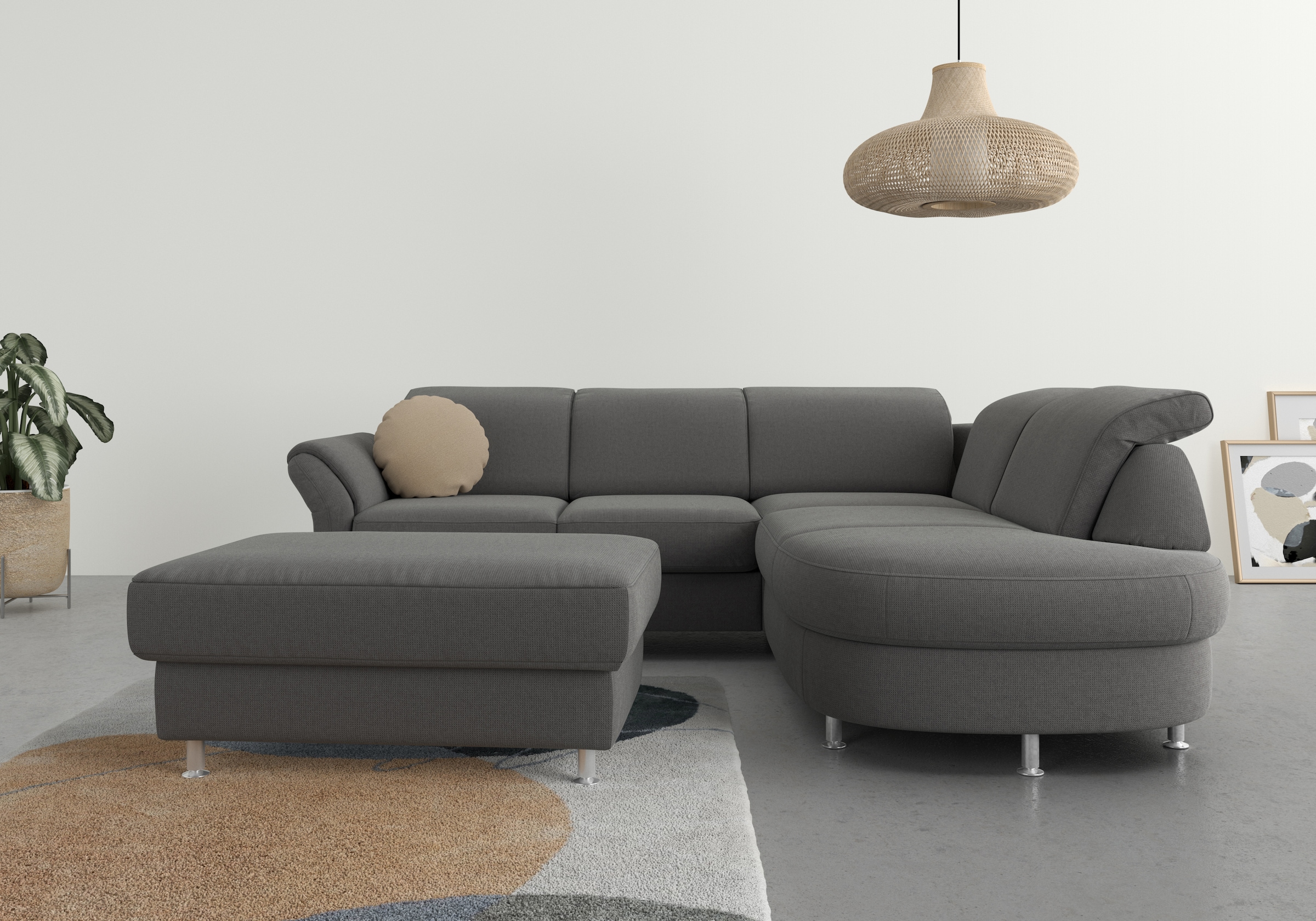 sit&more Ecksofa "Apulia L-Form" wahlweise Schlaffunktion, Bettkasten und Kopf- und Armteilverstellung