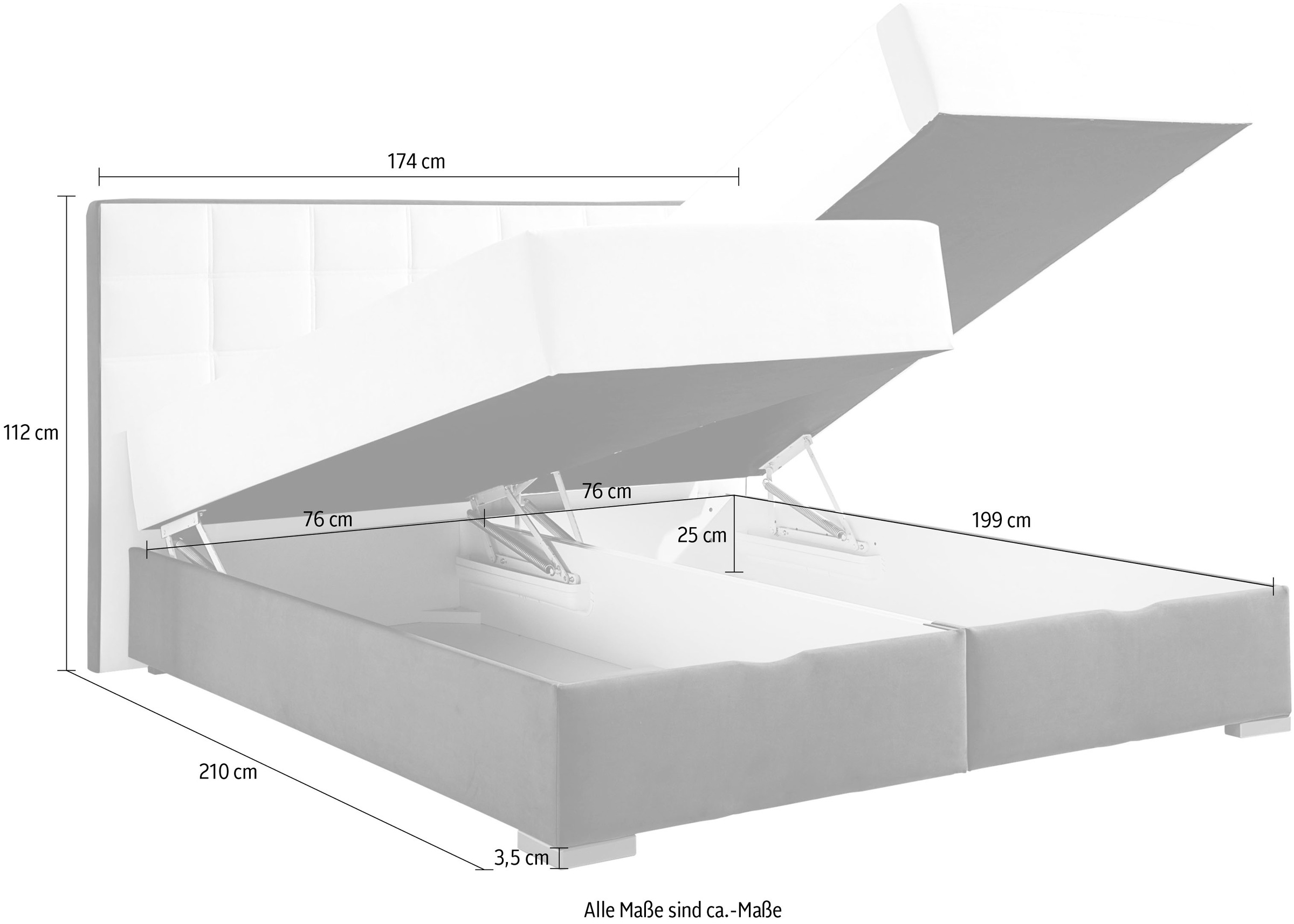 Maintal Boxspringbett, mit Bettkasten und Topper