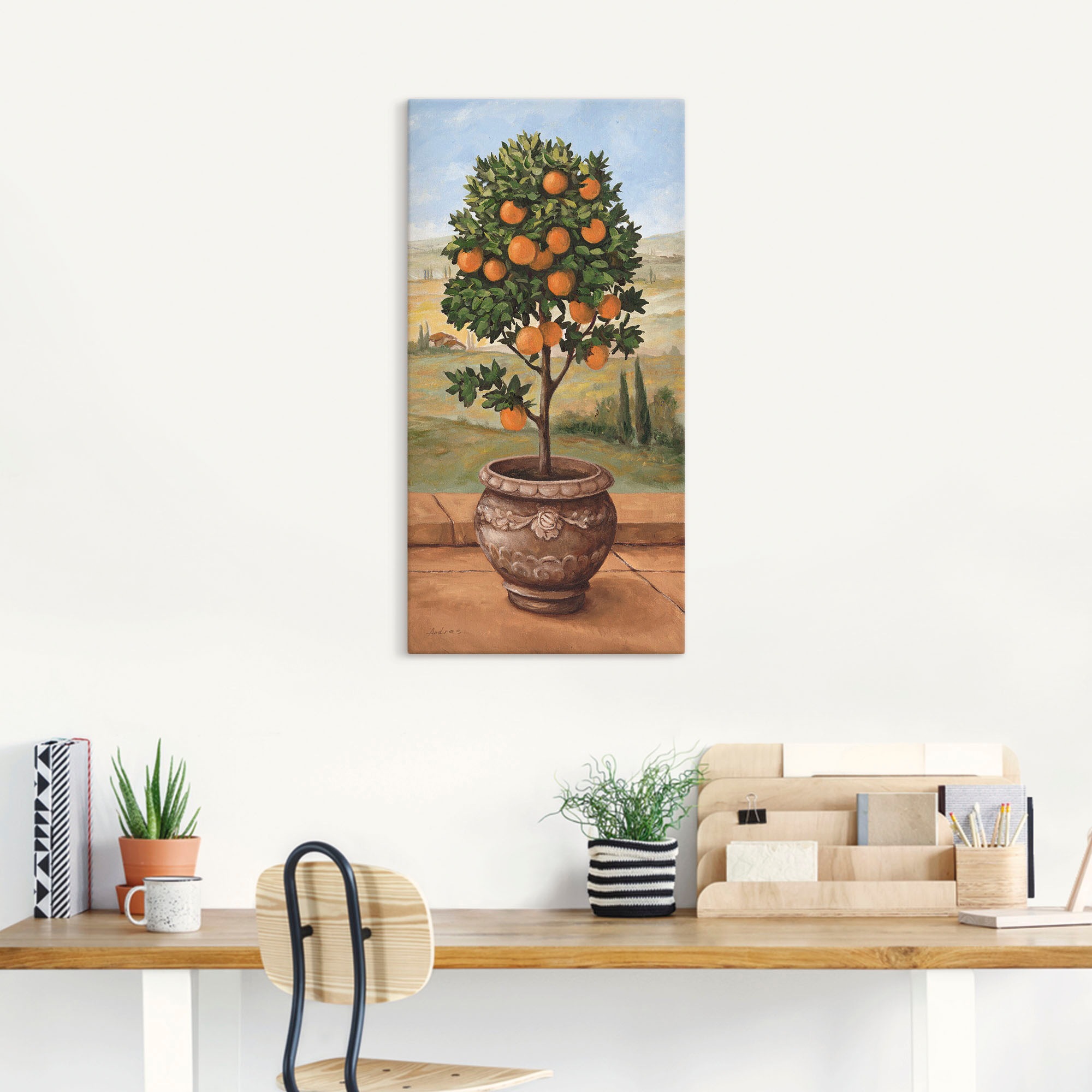 Artland Wandbild "Orangenbaum" Bäume 1 Stk. tlg. auf Holzrahmen gespannt günstig online kaufen